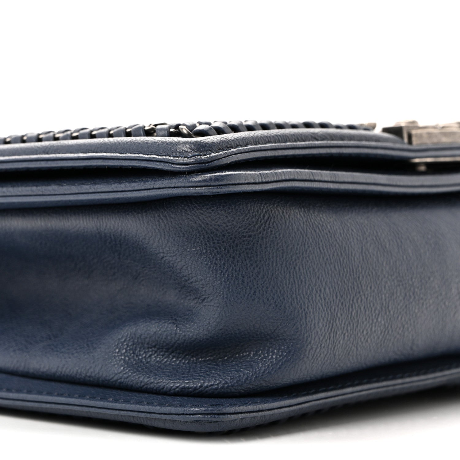 Lambskin Quilted Medium Top Handle Boy Flap Blue
