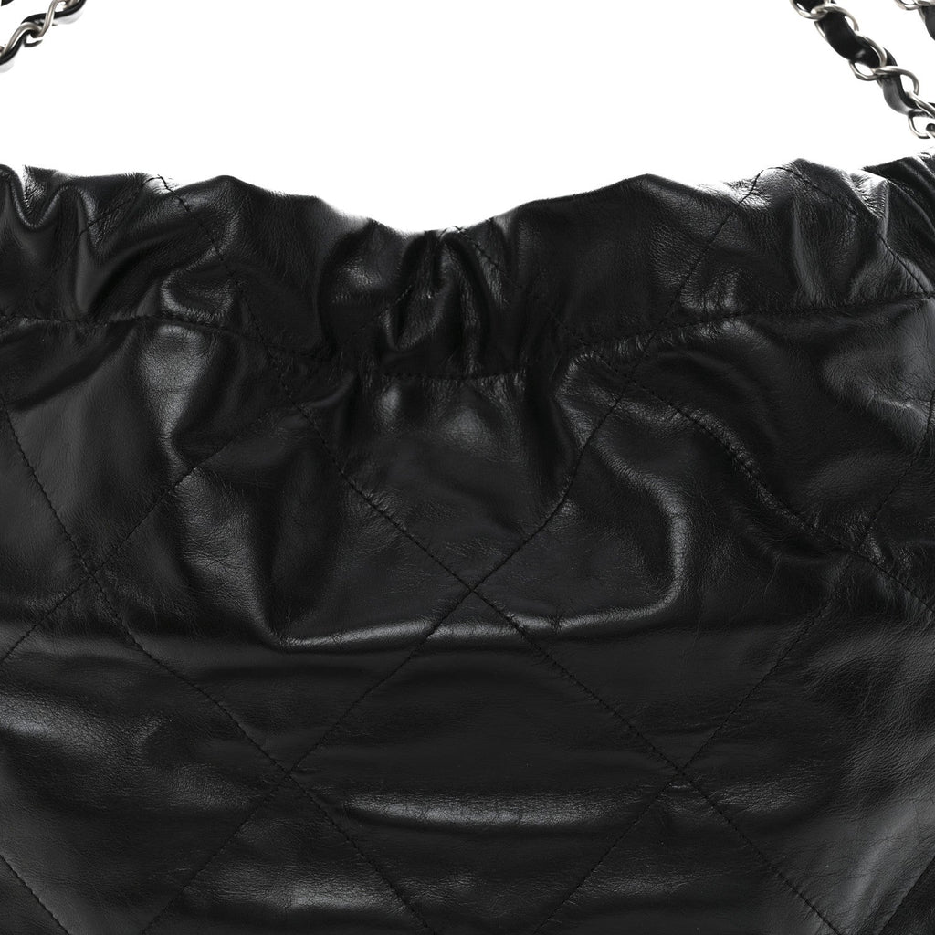 Shiny Calfskin Quilted Chanel 22 Black