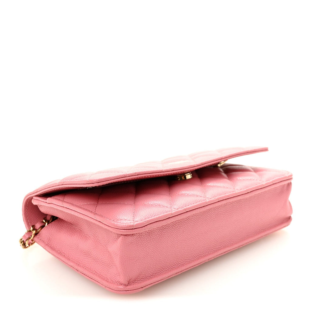 Caviar Quilted Wallet on Chain WOC Pink
