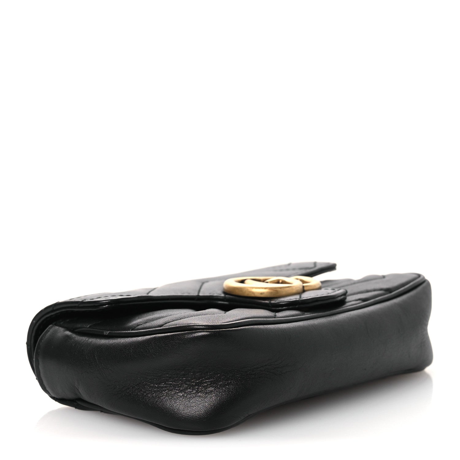 Calfskin Matelasse Super Mini GG Marmont Shoulder Bag Black