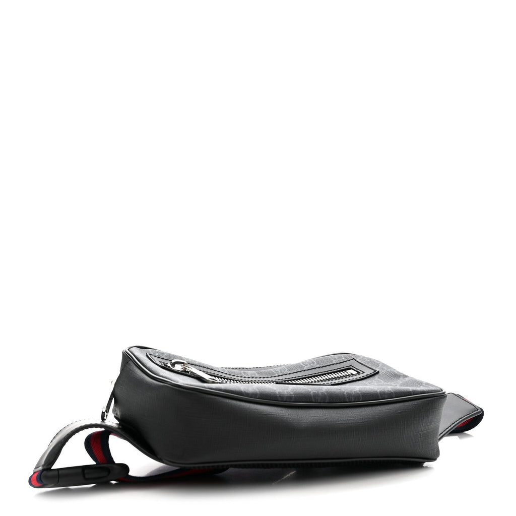 Soft GG Supreme Monogram Web Belt Bag Black Grey