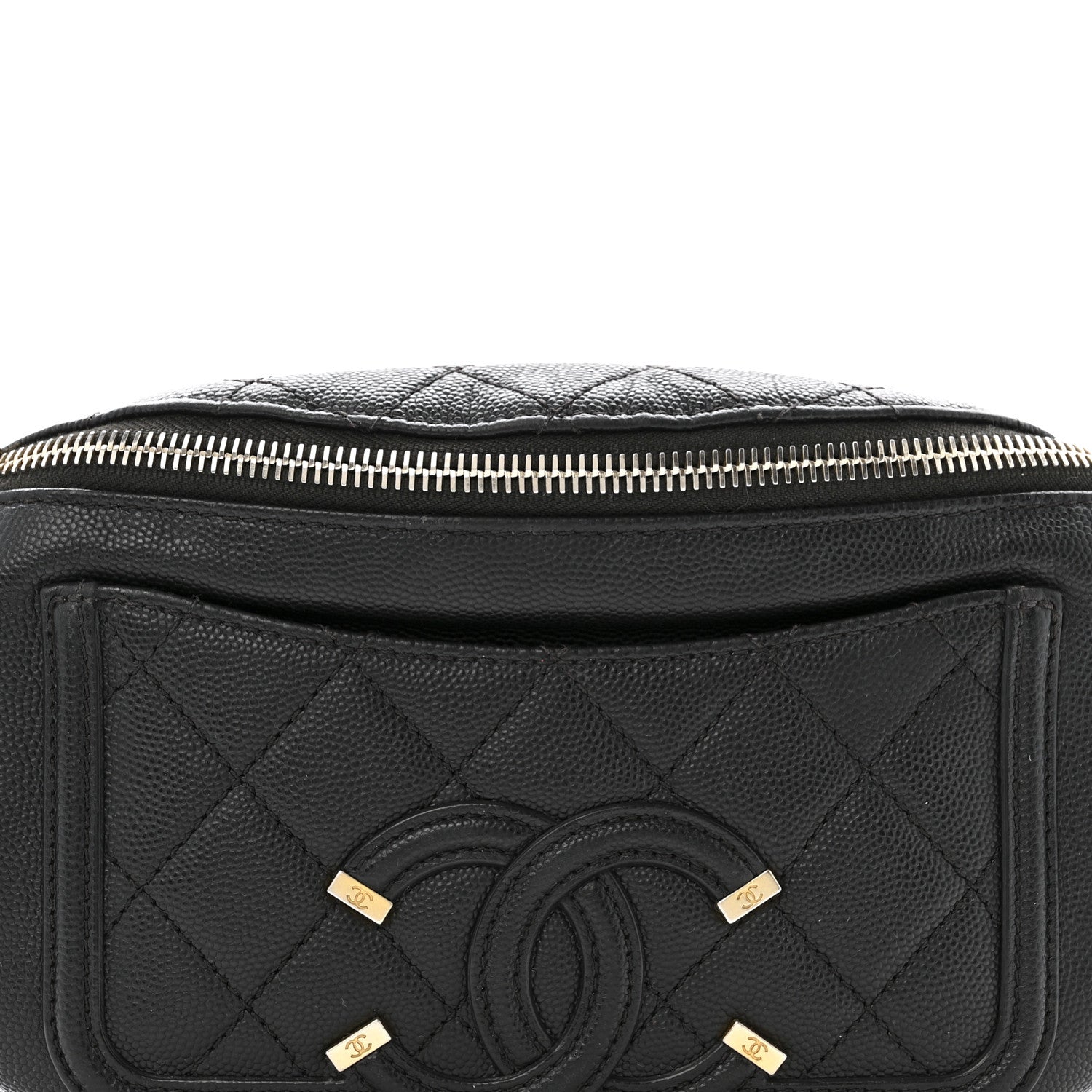 Caviar Quilted Filigree Waist Bag Black