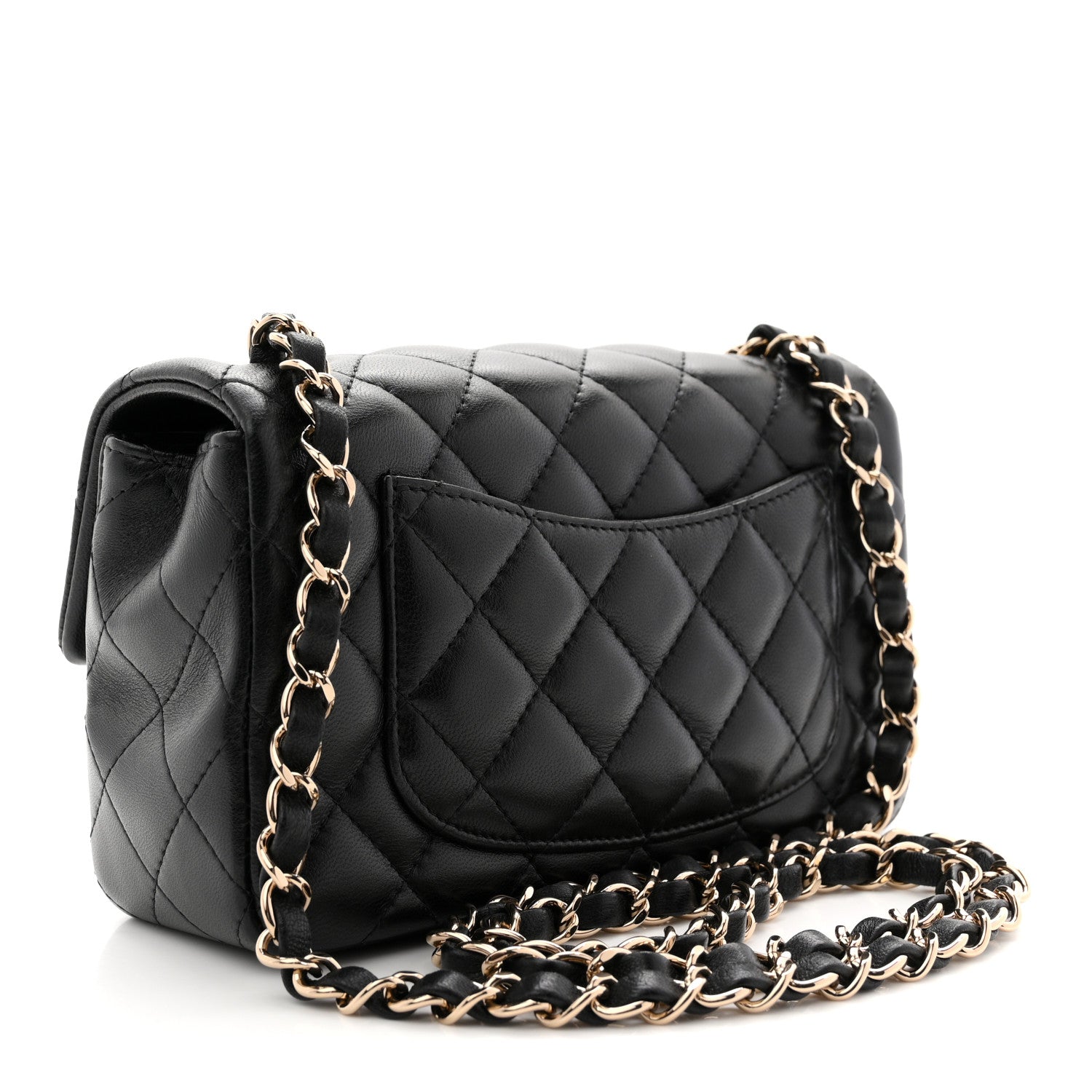 Lambskin Quilted Mini Rectangular Flap Black