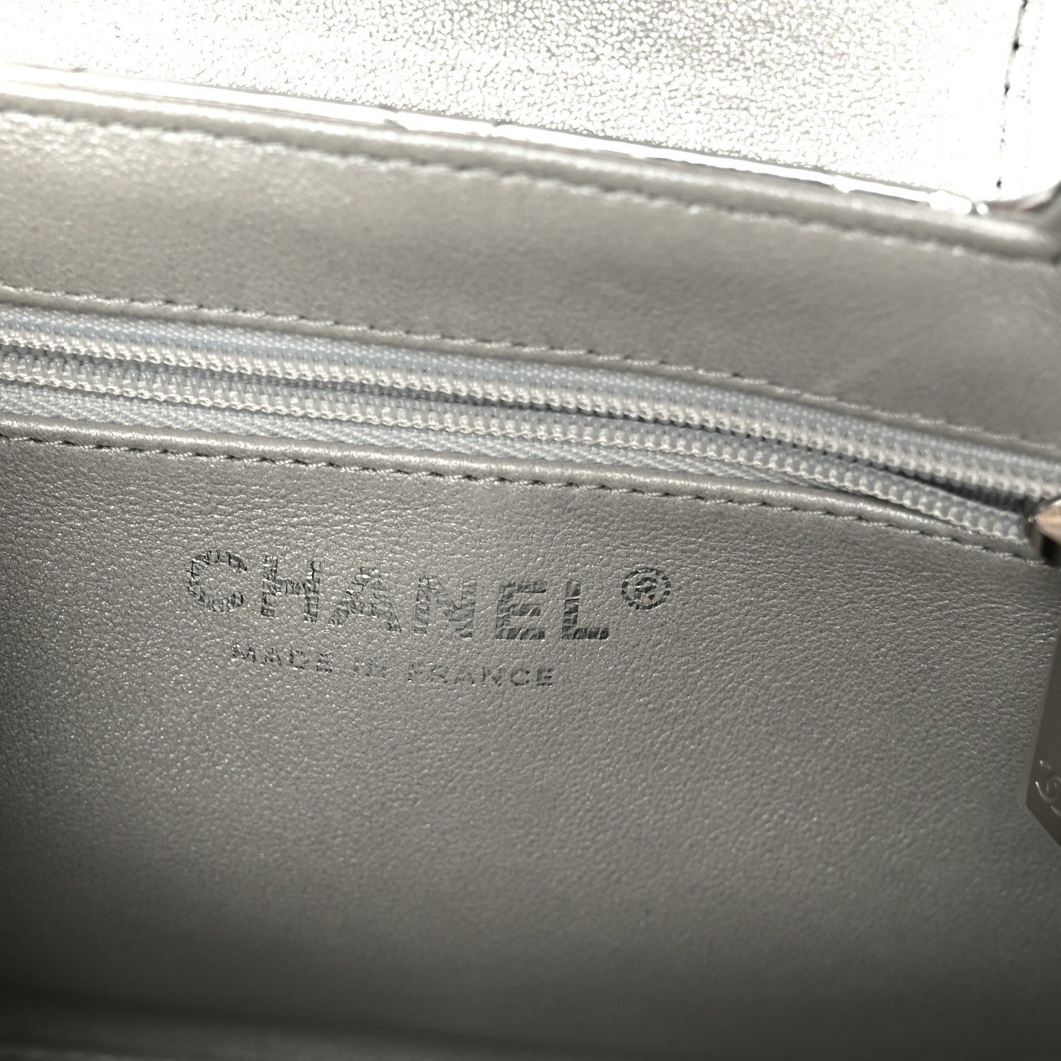 Mirror Calfskin Metallic Calfskin Quilted Nano Kelly Shopper Silvery