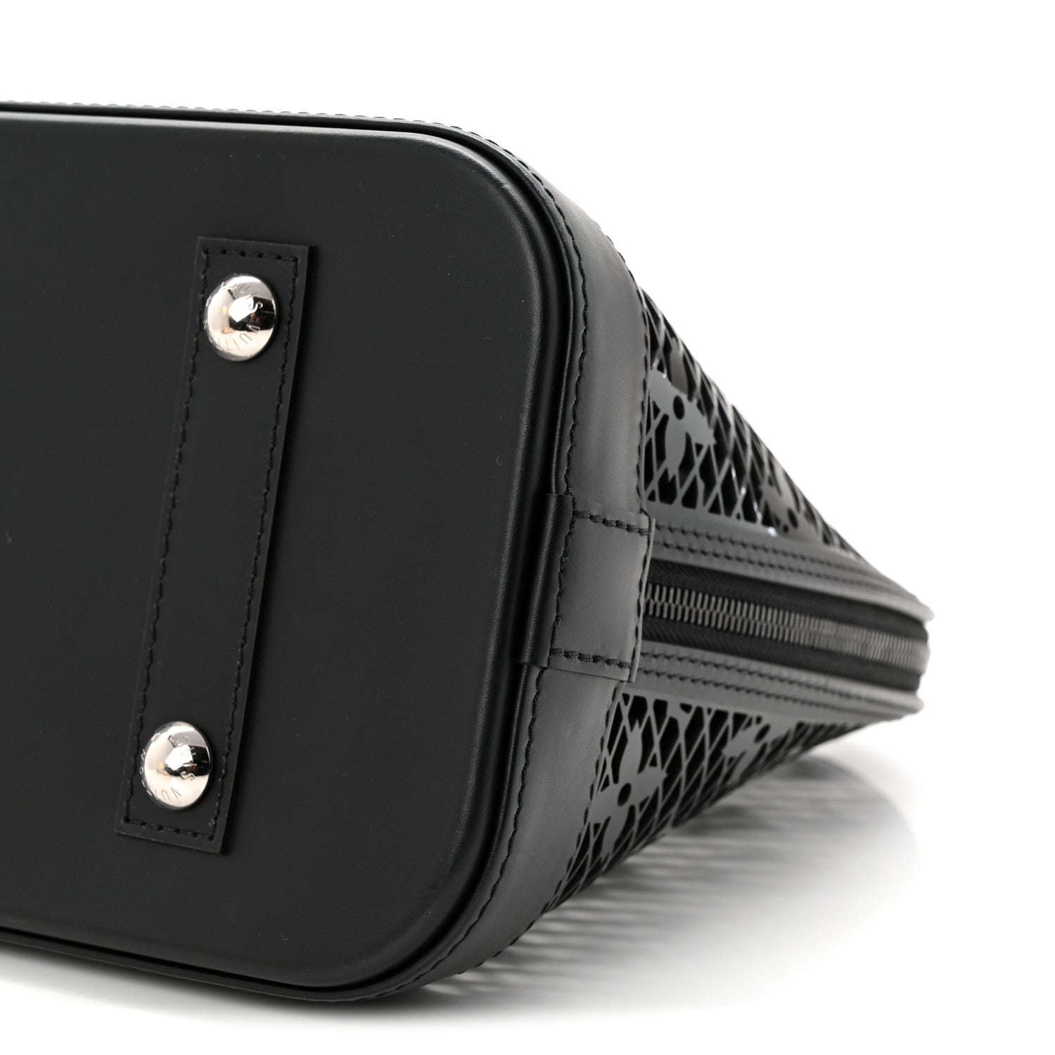 Patent Calfskin Laced Monogram Alma PM Black