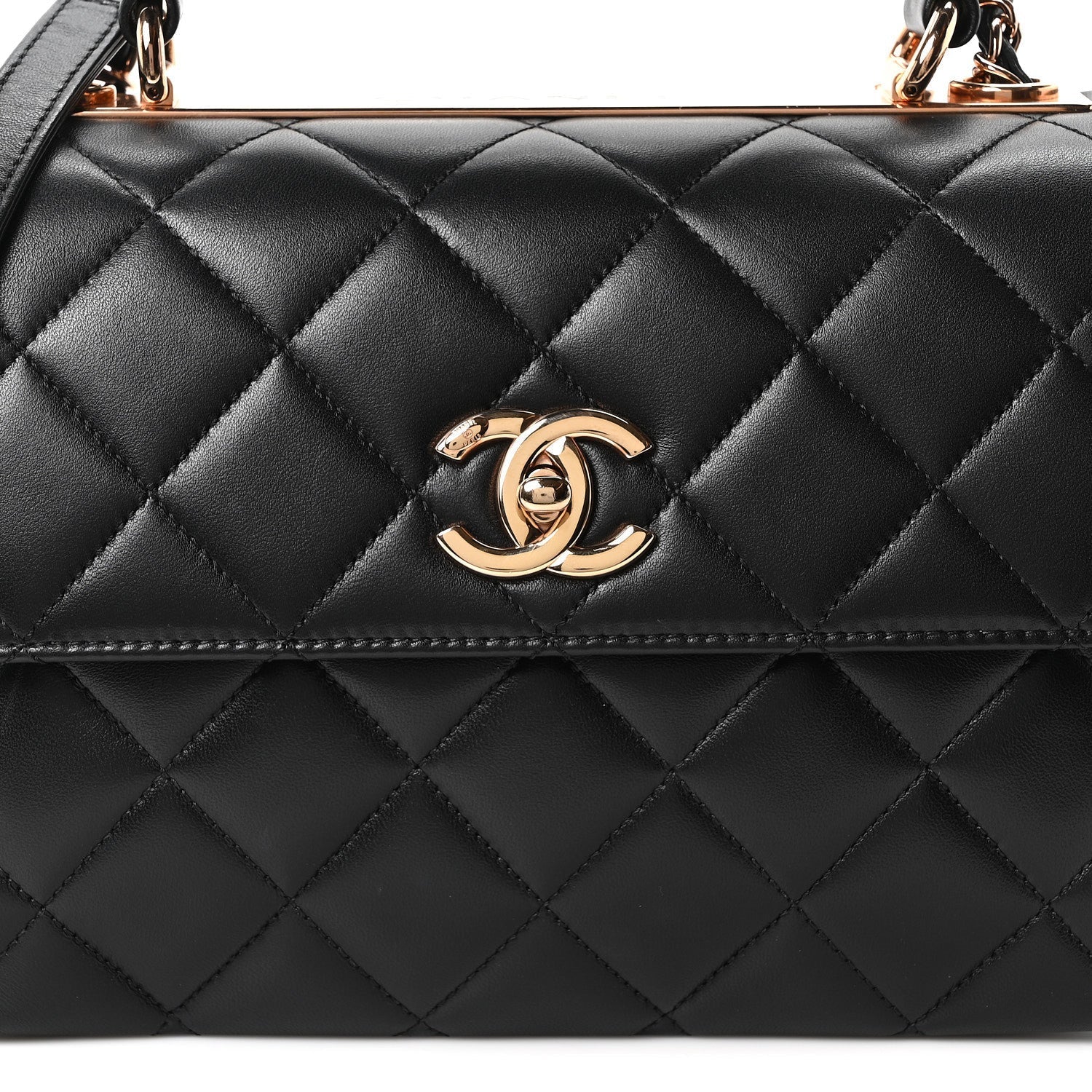 Lambskin Quilted Small Trendy CC Dual Handle Flap Bag Black
