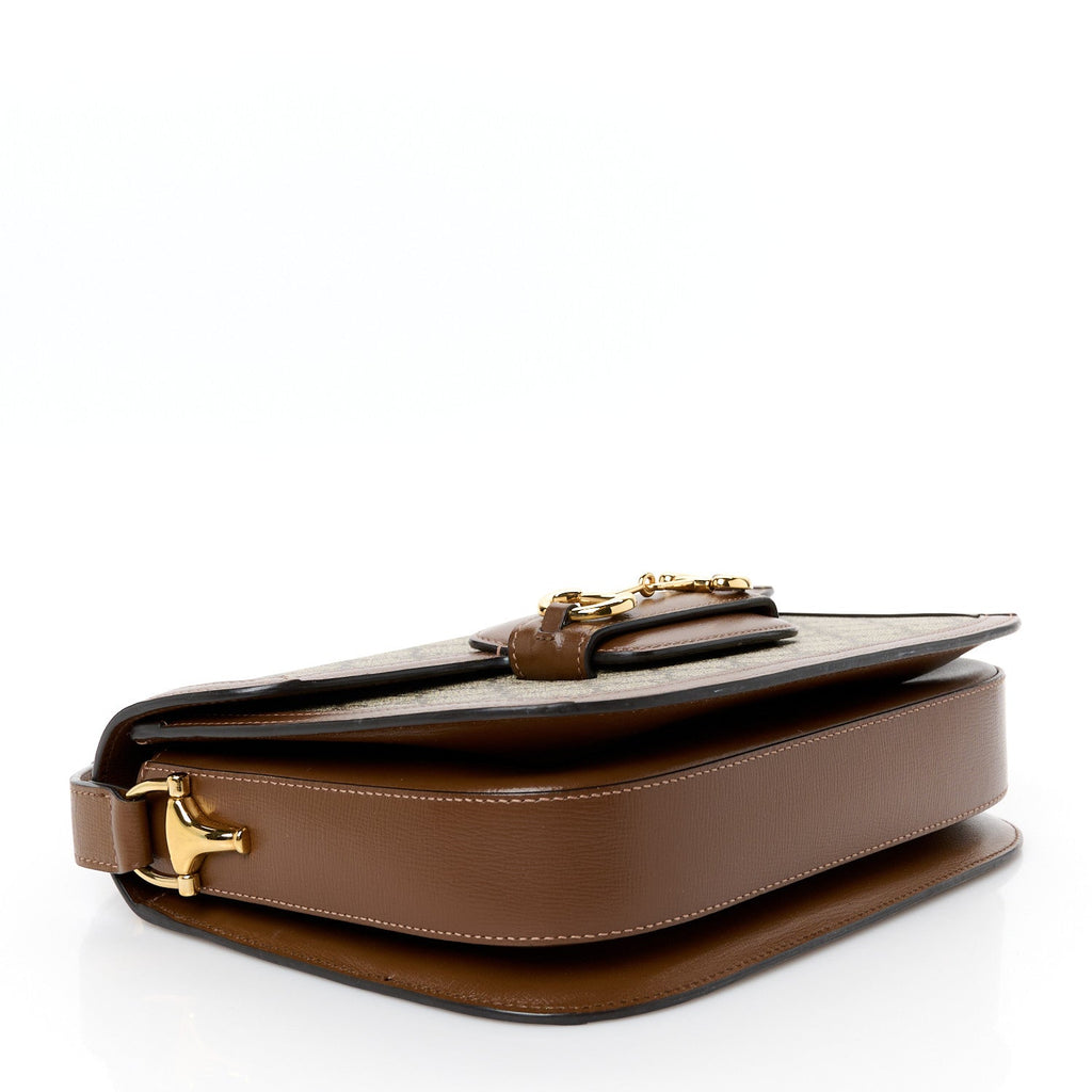 GG Supreme Monogram Azalea Calfskin Horsebit 1955 Shoulder Bag Beige Brown Sugar