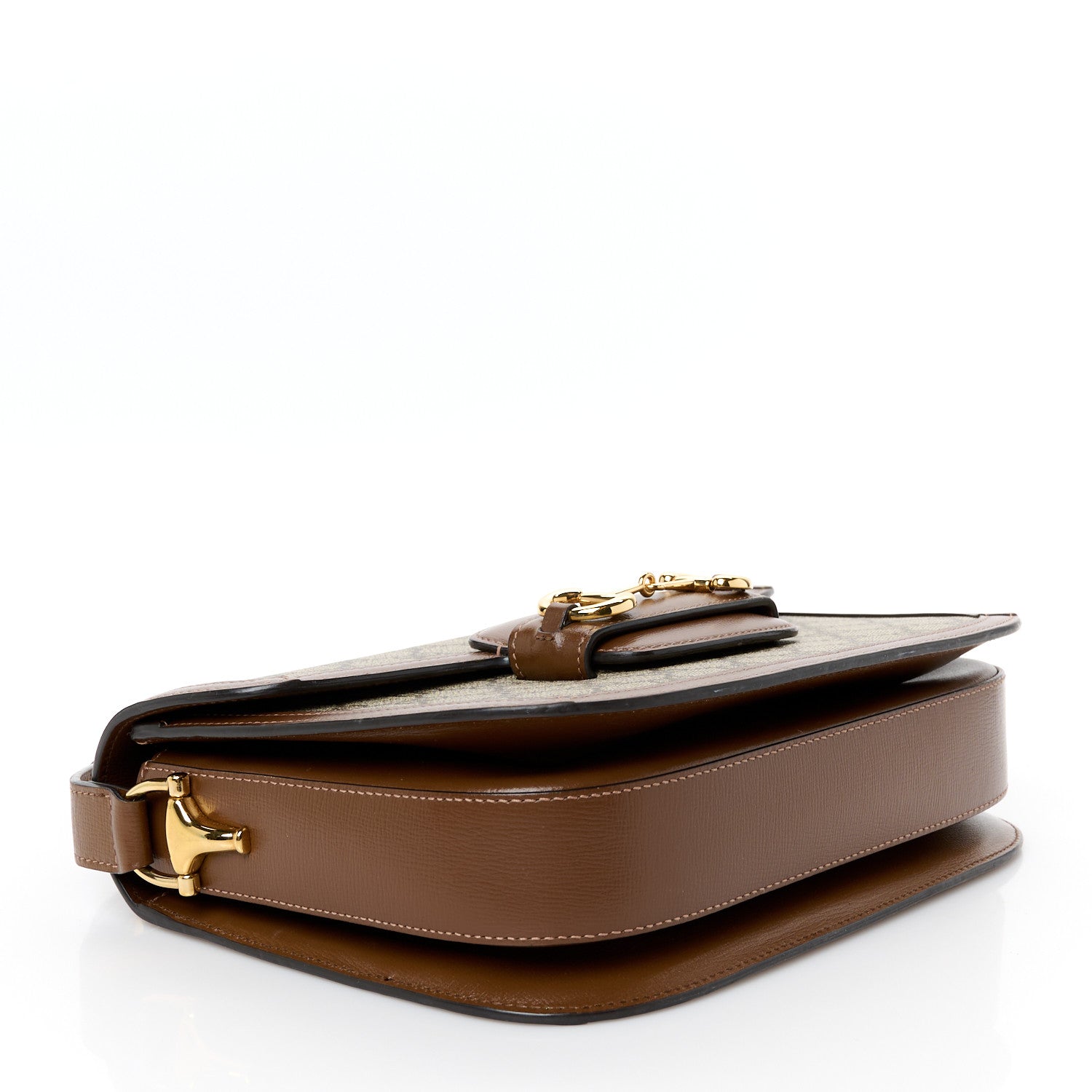 GG Supreme Monogram Azalea Calfskin Horsebit 1955 Shoulder Bag Beige Brown Sugar