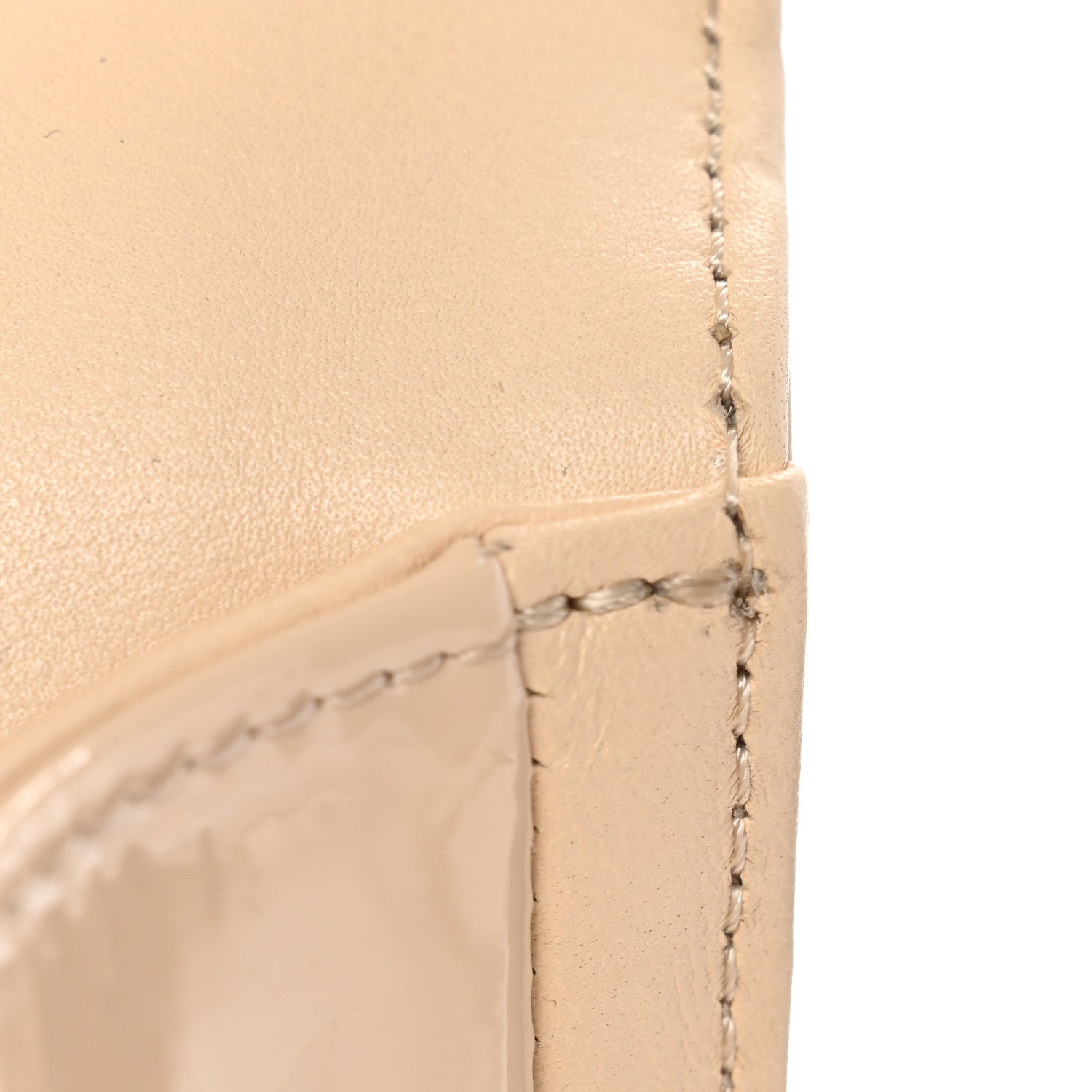 Patent Calfskin Quilted New Medium Plexiglass Boy Flap Beige