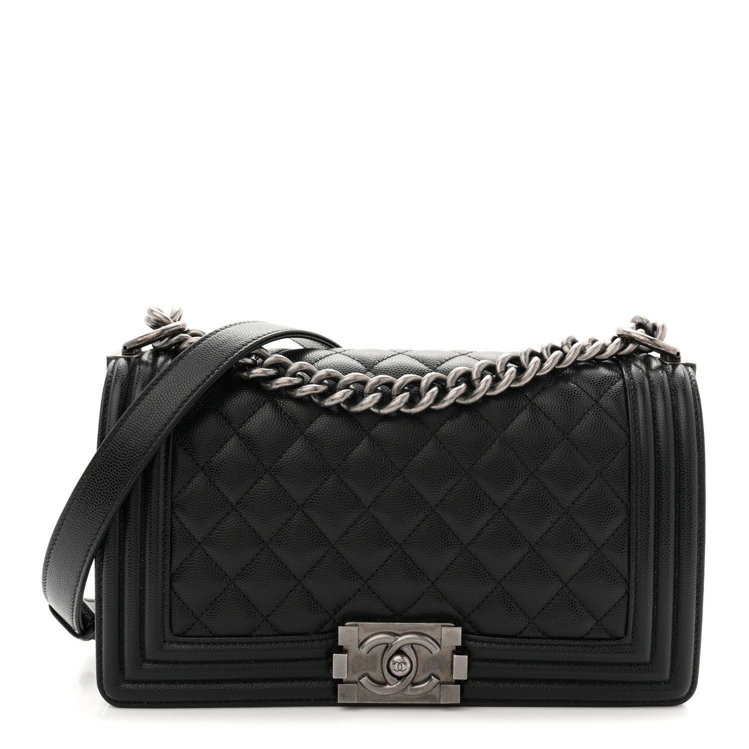 Caviar Quilted Medium Boy Flap Black
