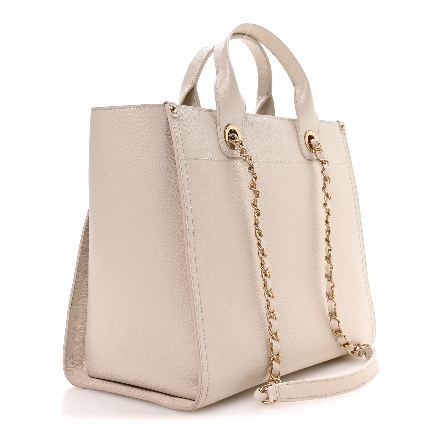 Caviar Small Studded Deauville Tote Ivory