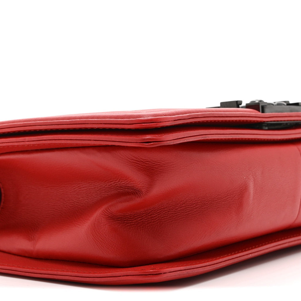 Calfskin Quilted Medium Boy Flap Red