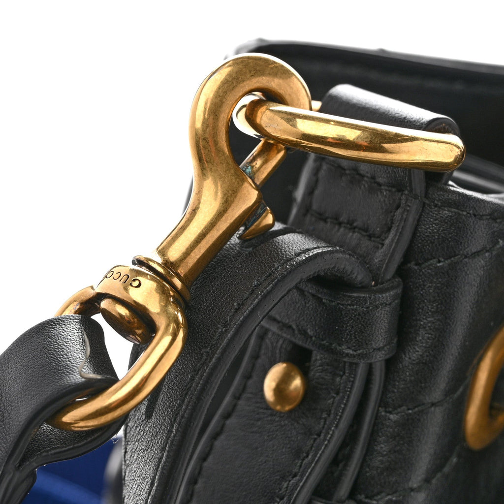 Calfskin Matelasse Sylvie Web GG Marmont Bucket Bag Black