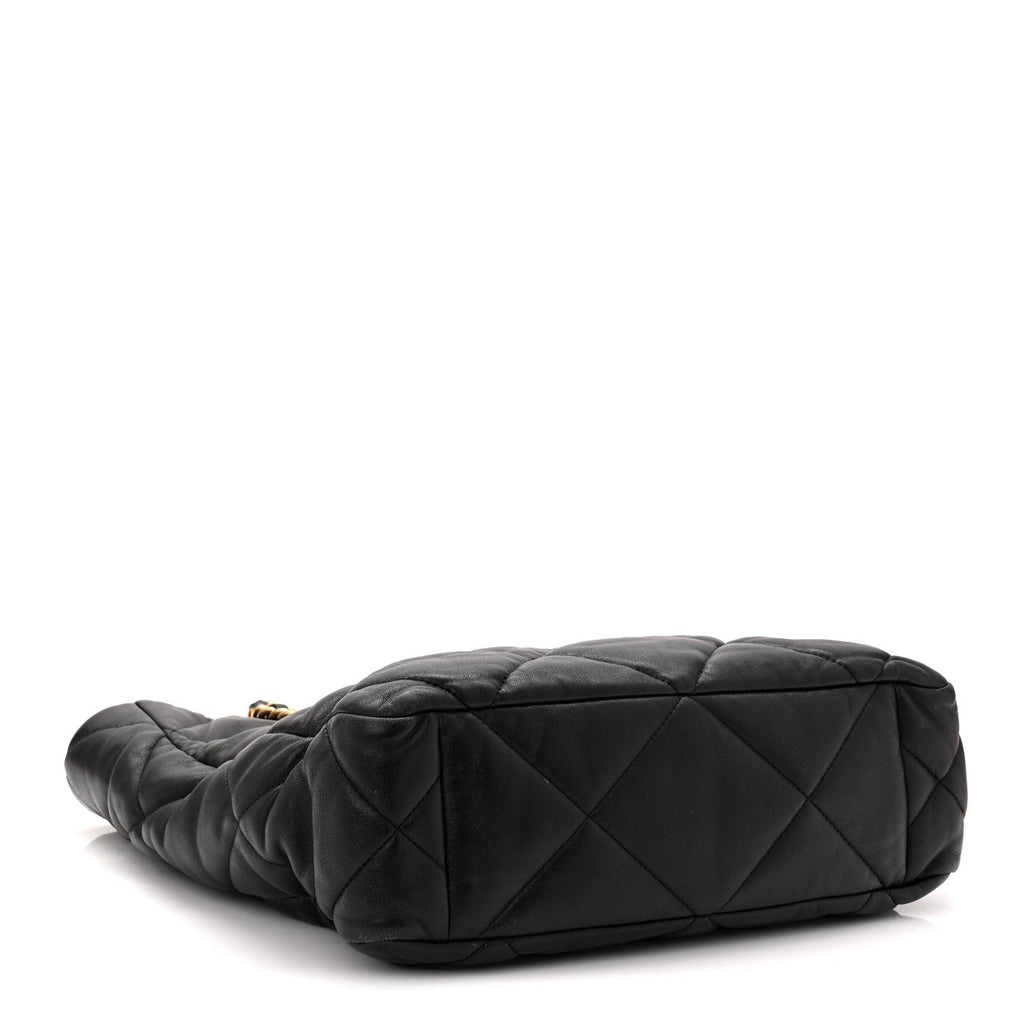 Lambskin Quilted Chanel 19 Shopping Bag Black