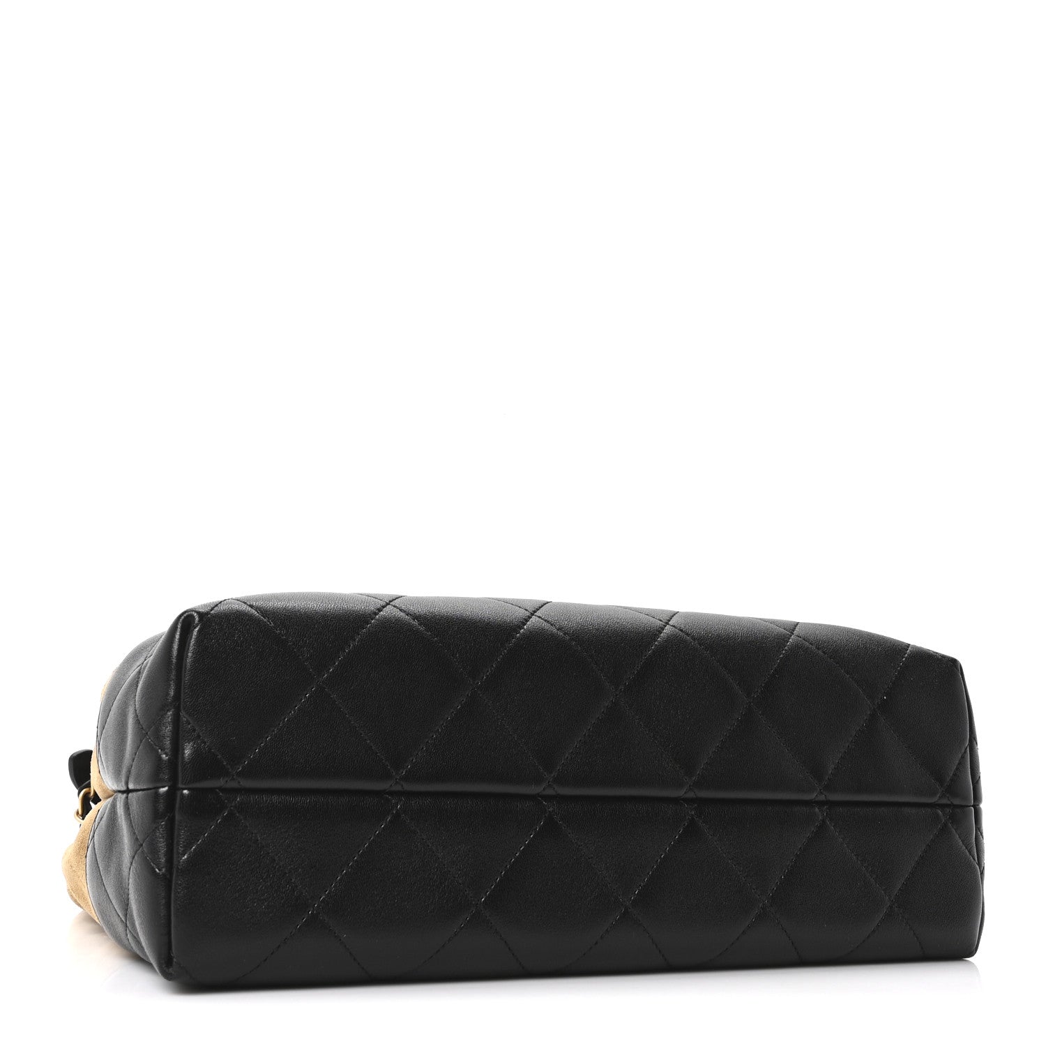 Suede Calfskin Shiny Lambskin Quilted Small Coco Base Shopping Bag Beige Black