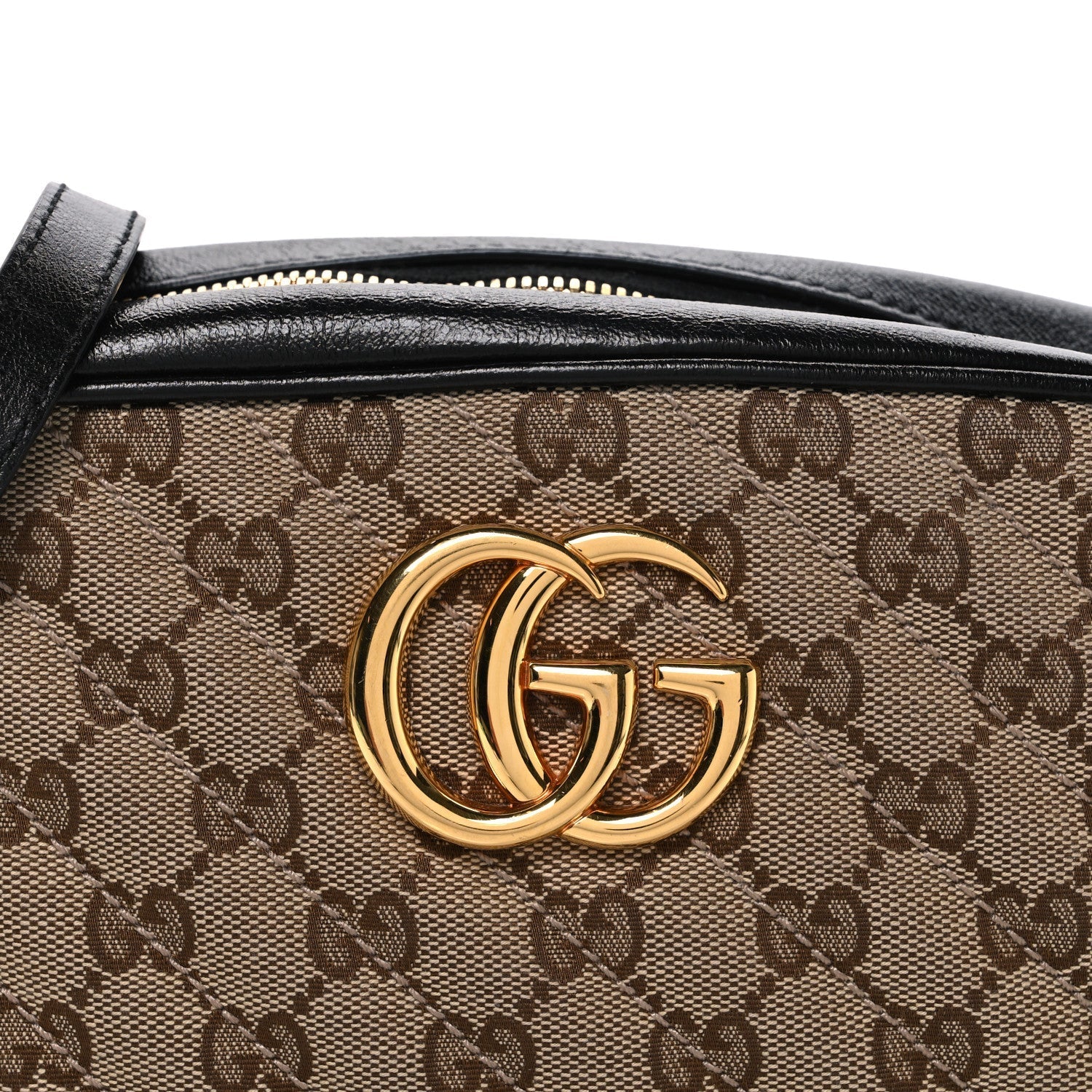 Monogram Matelasse Diagonal Small GG Marmont Chain Shoulder Bag Beige Black