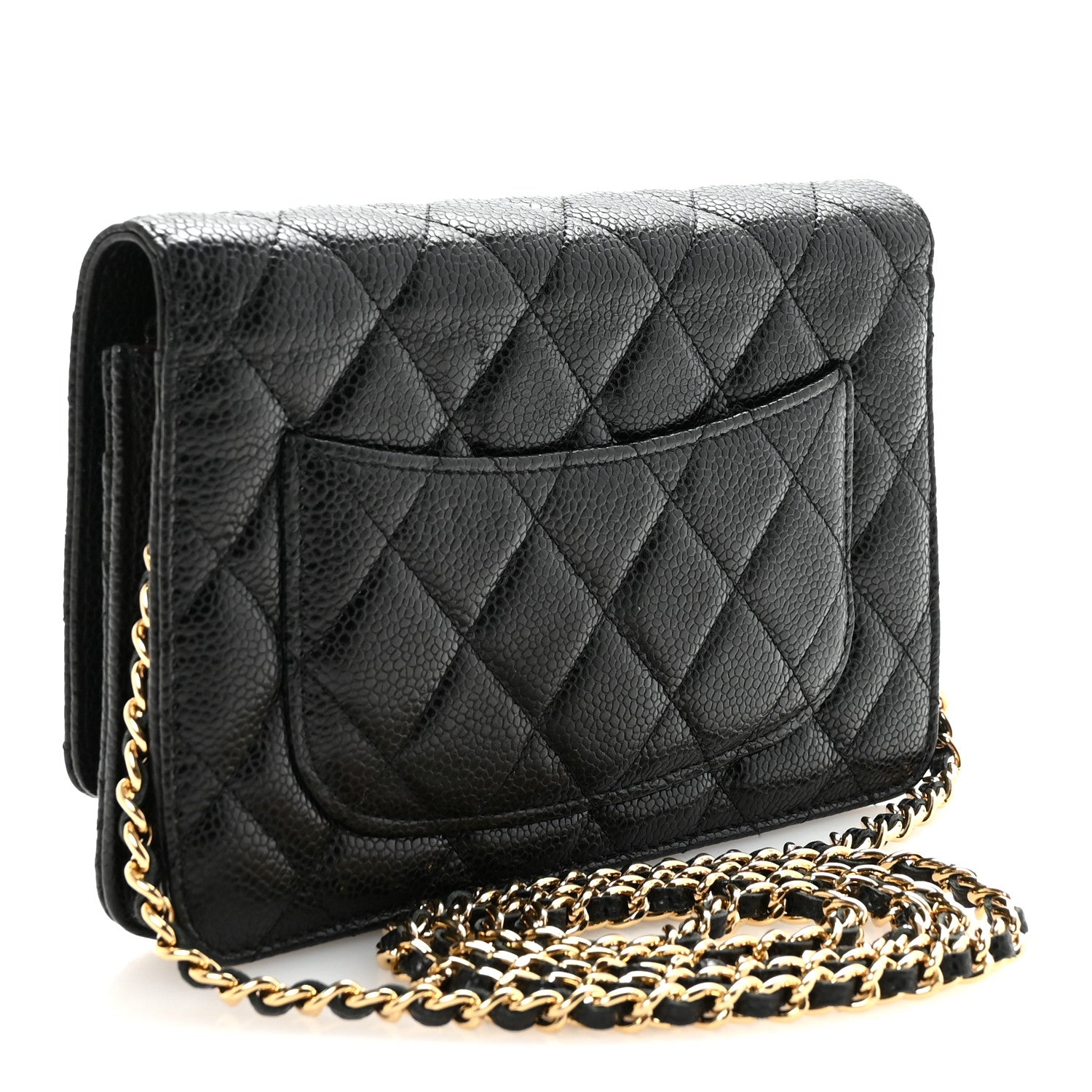 Caviar Quilted Wallet On Chain WOC Black