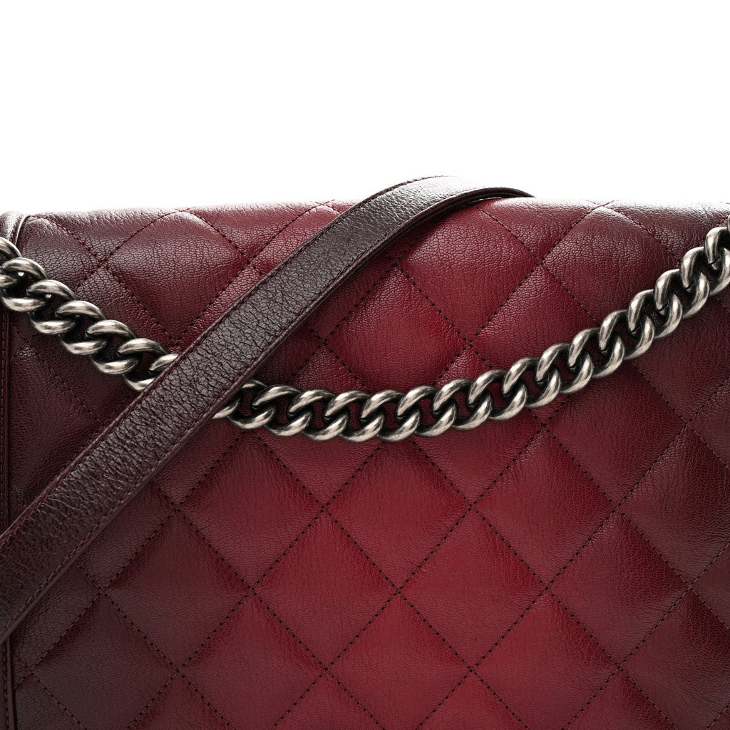 Goatskin Ombre Faded Quilted New Medium Boy Flap Burgundy