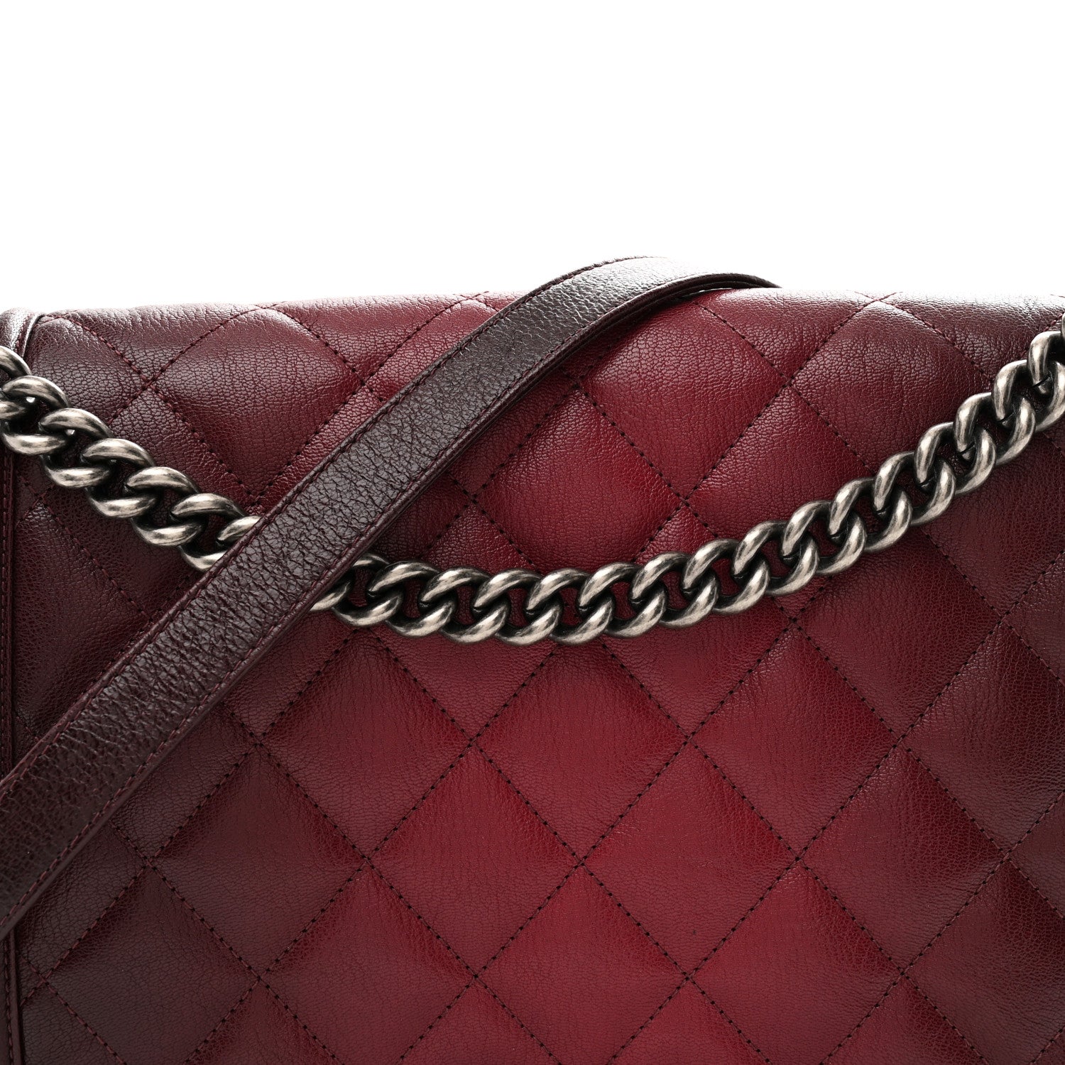 Goatskin Ombre Faded Quilted New Medium Boy Flap Burgundy