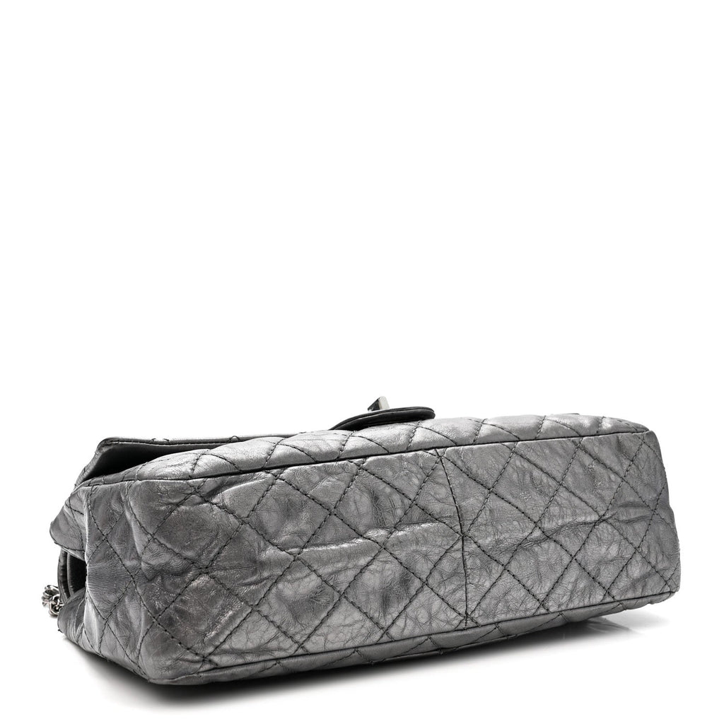 Metallic Aged Calfskin Quilted 2.55 Reissue 226 Flap Dark Silver