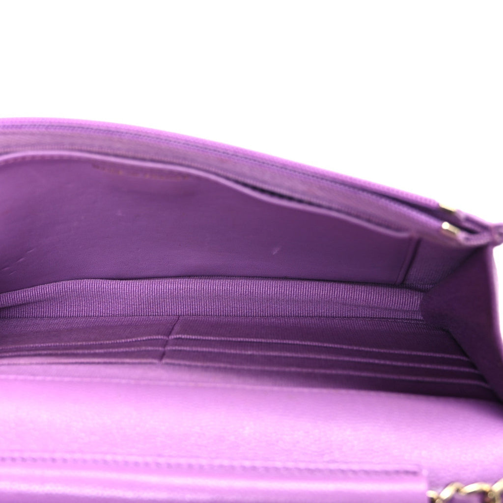 Caviar Quilted Wallet On Chain WOC Purple