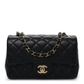 Lambskin Quilted Mini Rectangular Flap Black