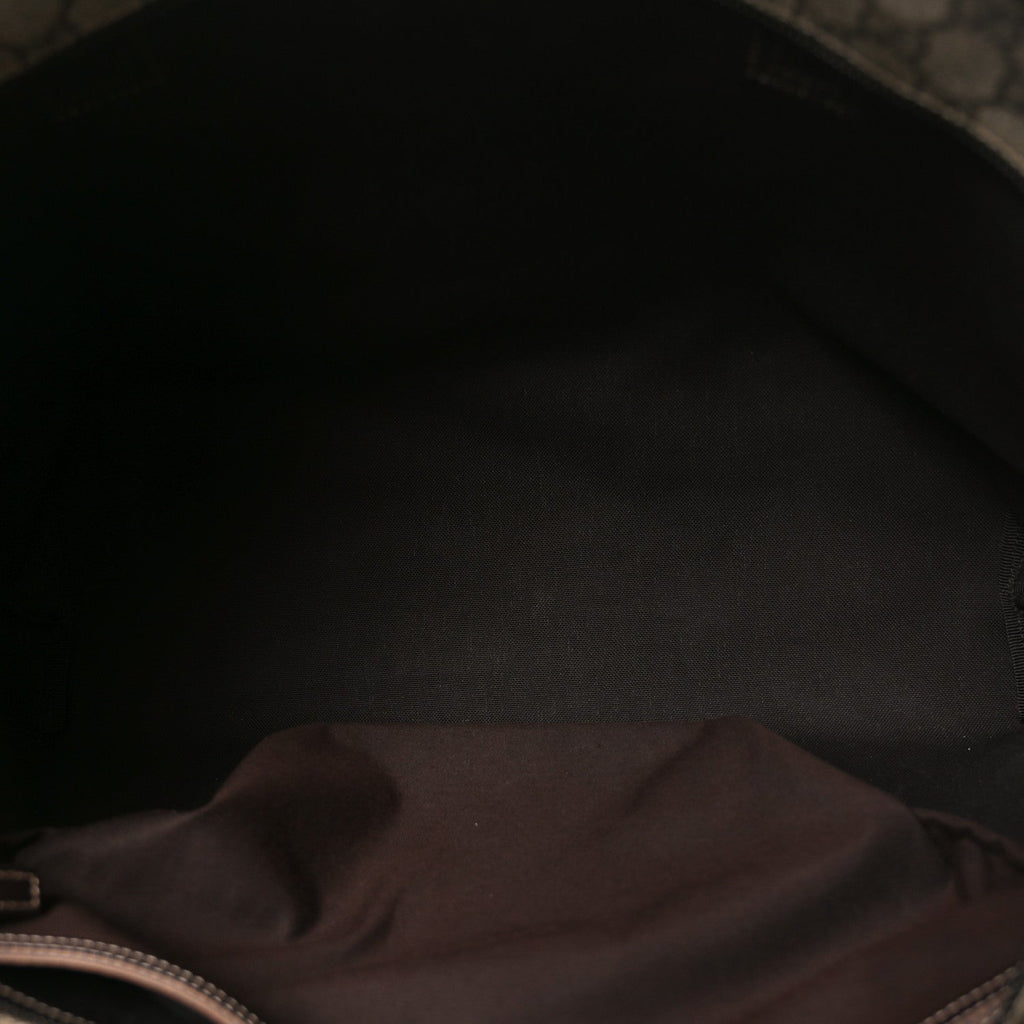 GG Supreme Monogram Medium Zippered Shopping Tote  Dark Brown