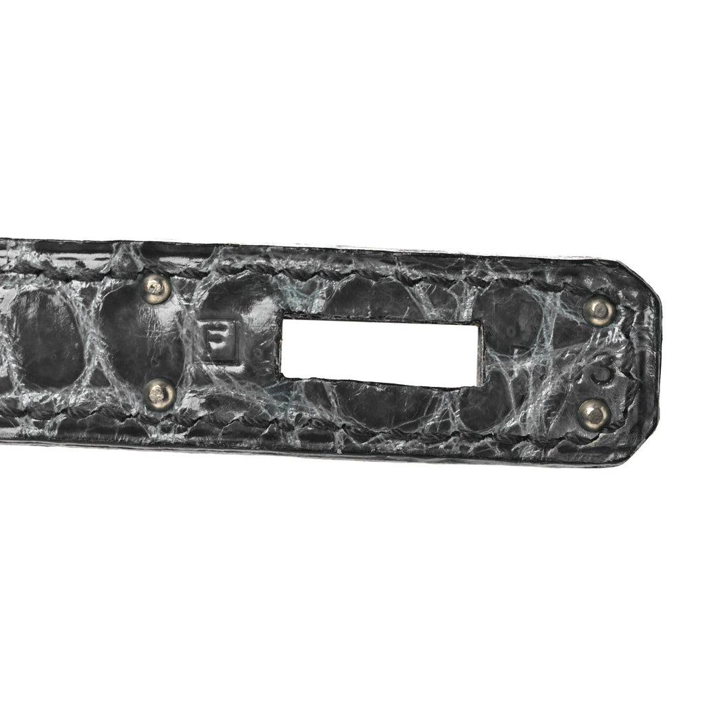 Shiny Niloticus Crocodile Kelly Elan Pochette Bleu Tempete
