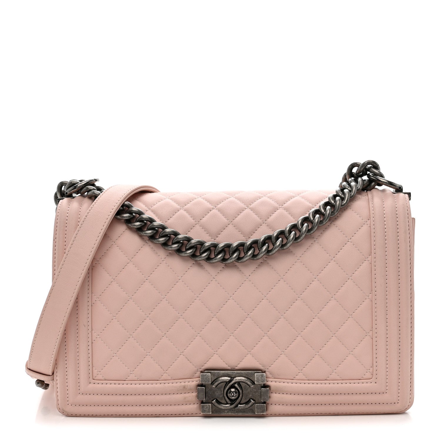 Lambskin Quilted New Medium Boy Flap Light Pink