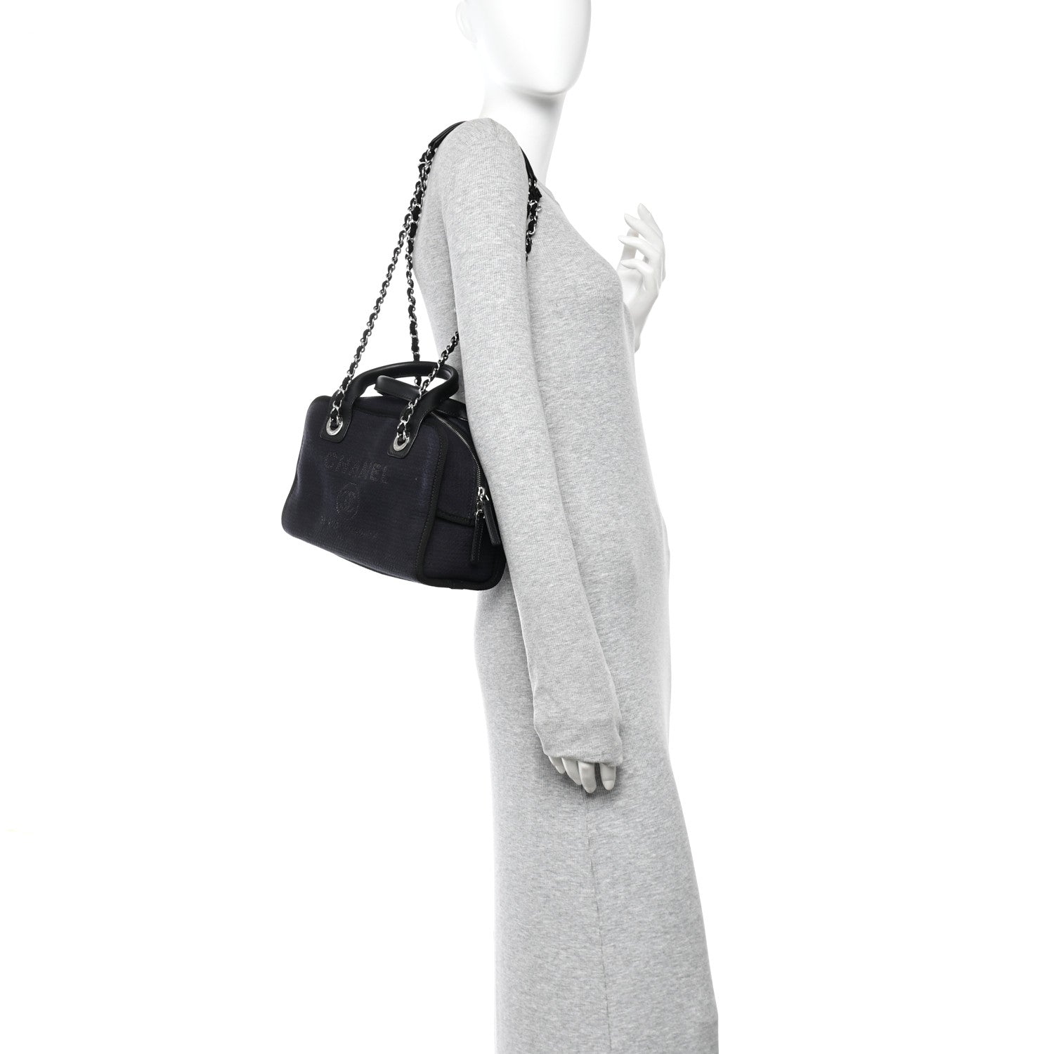 Mixed Fibers Small Deauville Bowling Bag Navy Blue