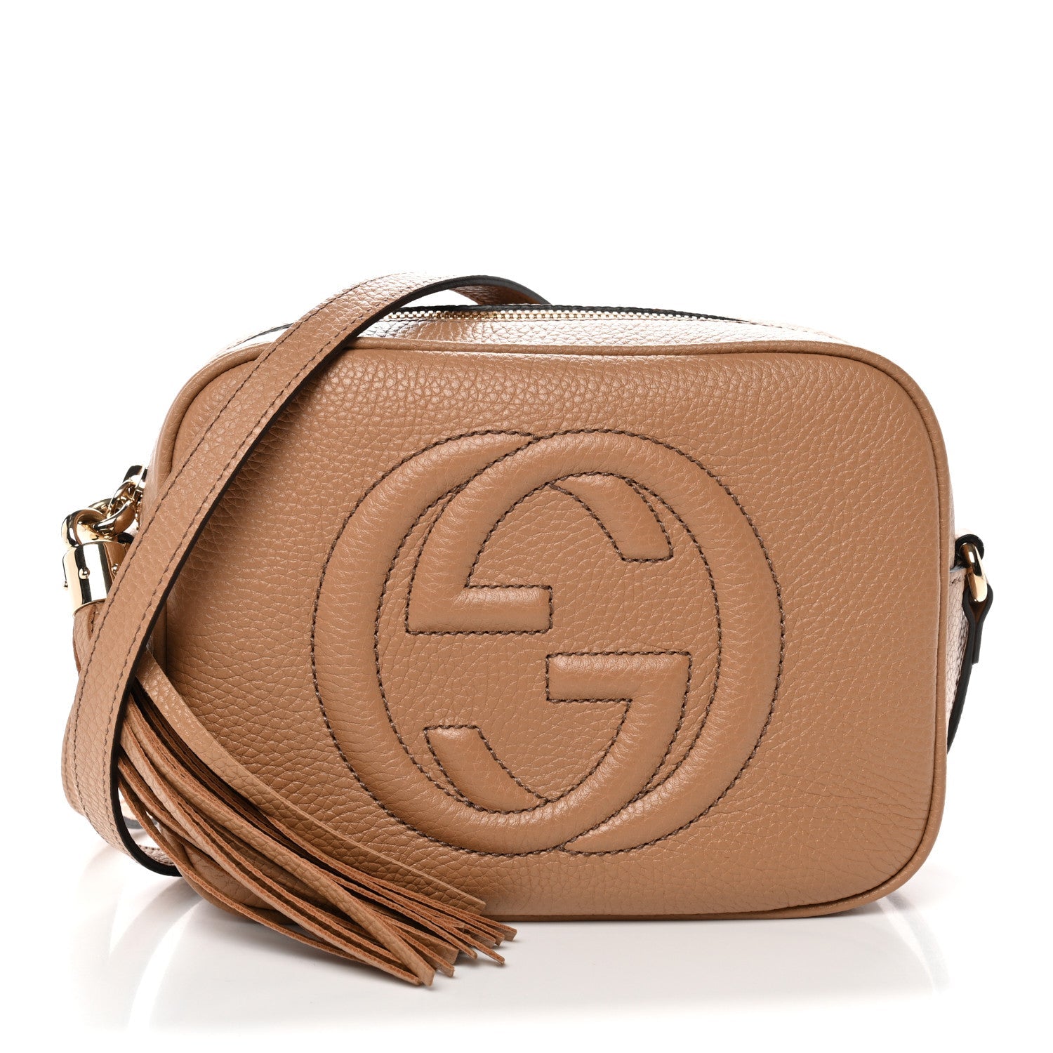 Pebbled Calfskin Small Soho Disco Bag Camelia