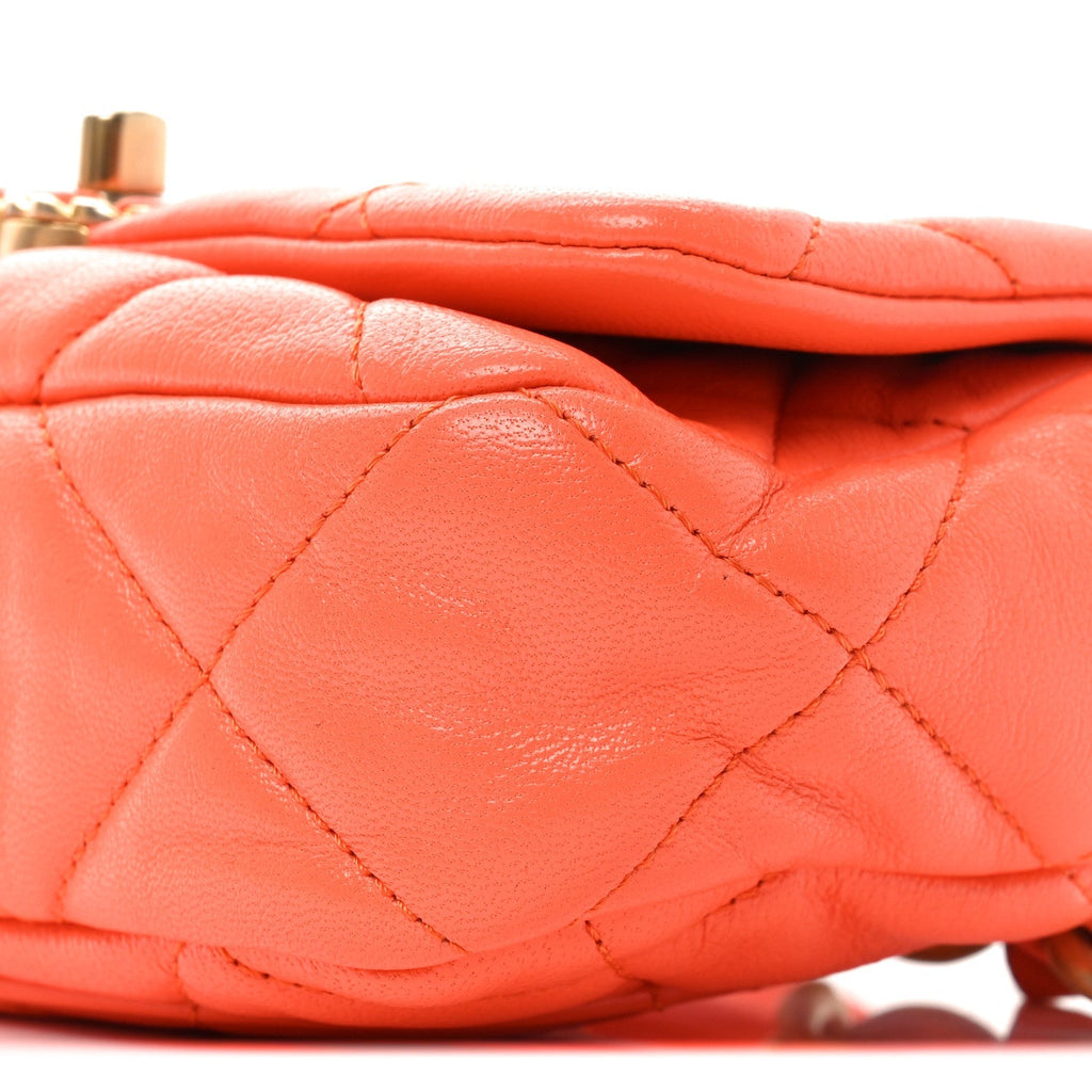 Goatskin Quilted Chanel 19 Waist Bag Orange