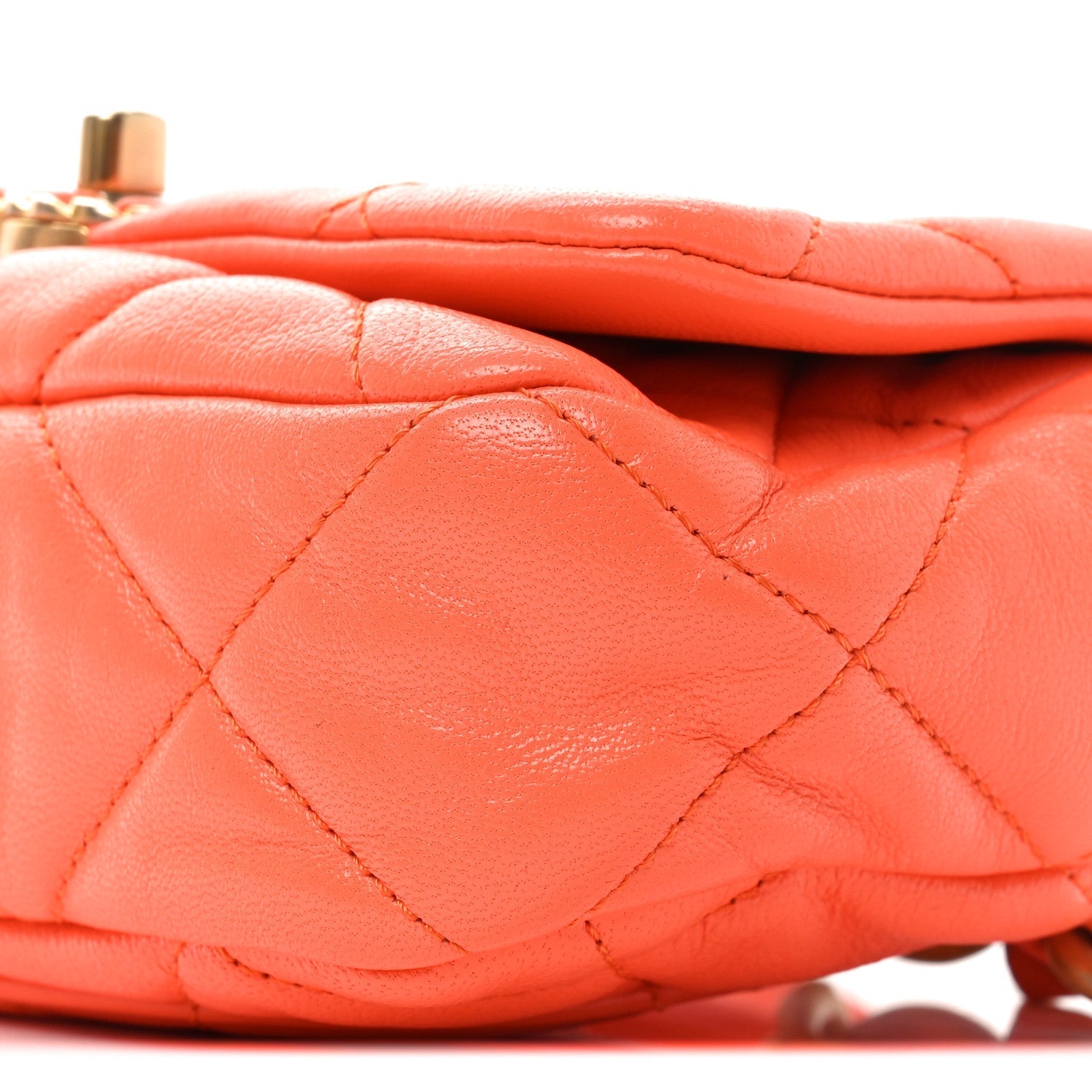 Goatskin Quilted Chanel 19 Waist Bag Orange