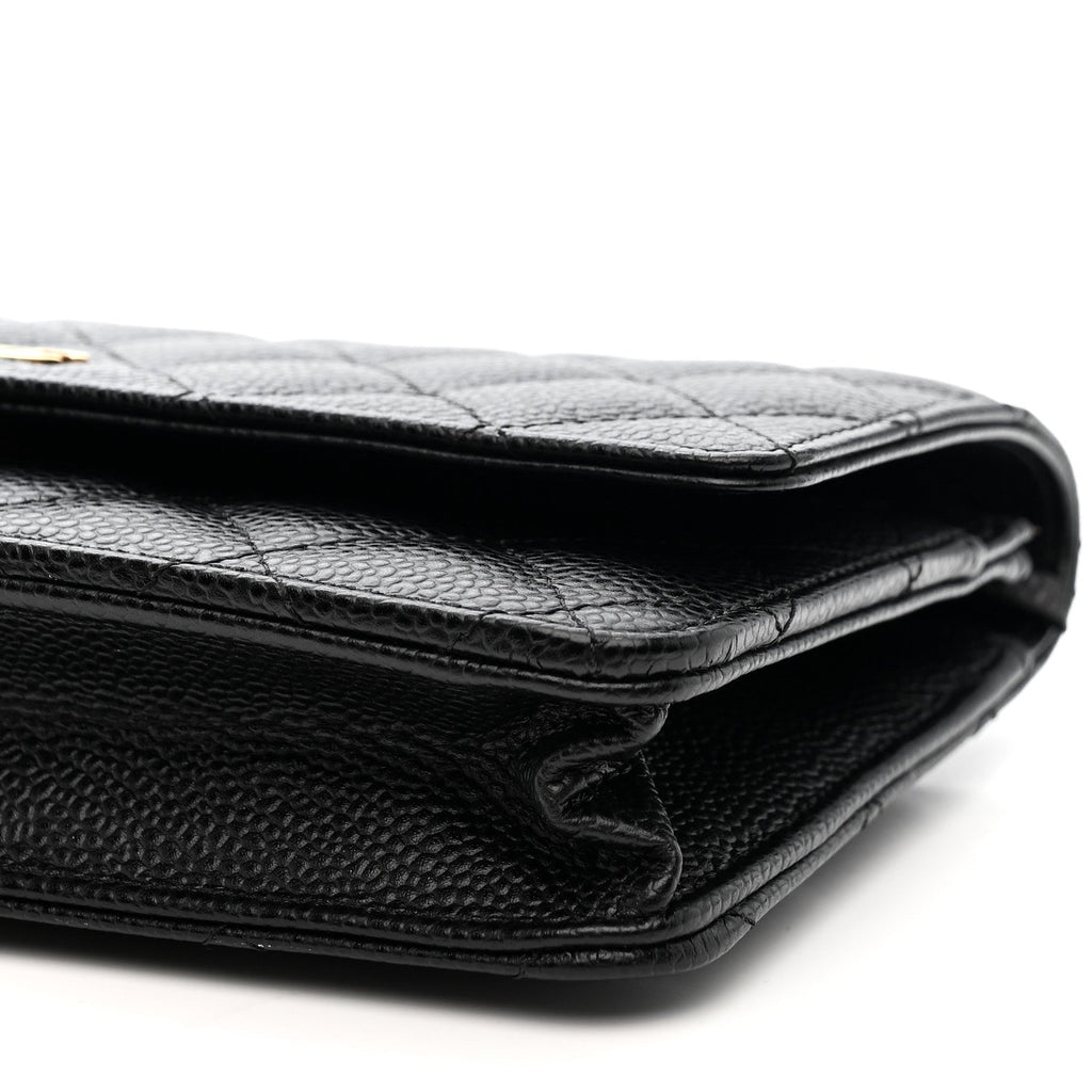 Caviar Quilted Wallet on Chain WOC Black