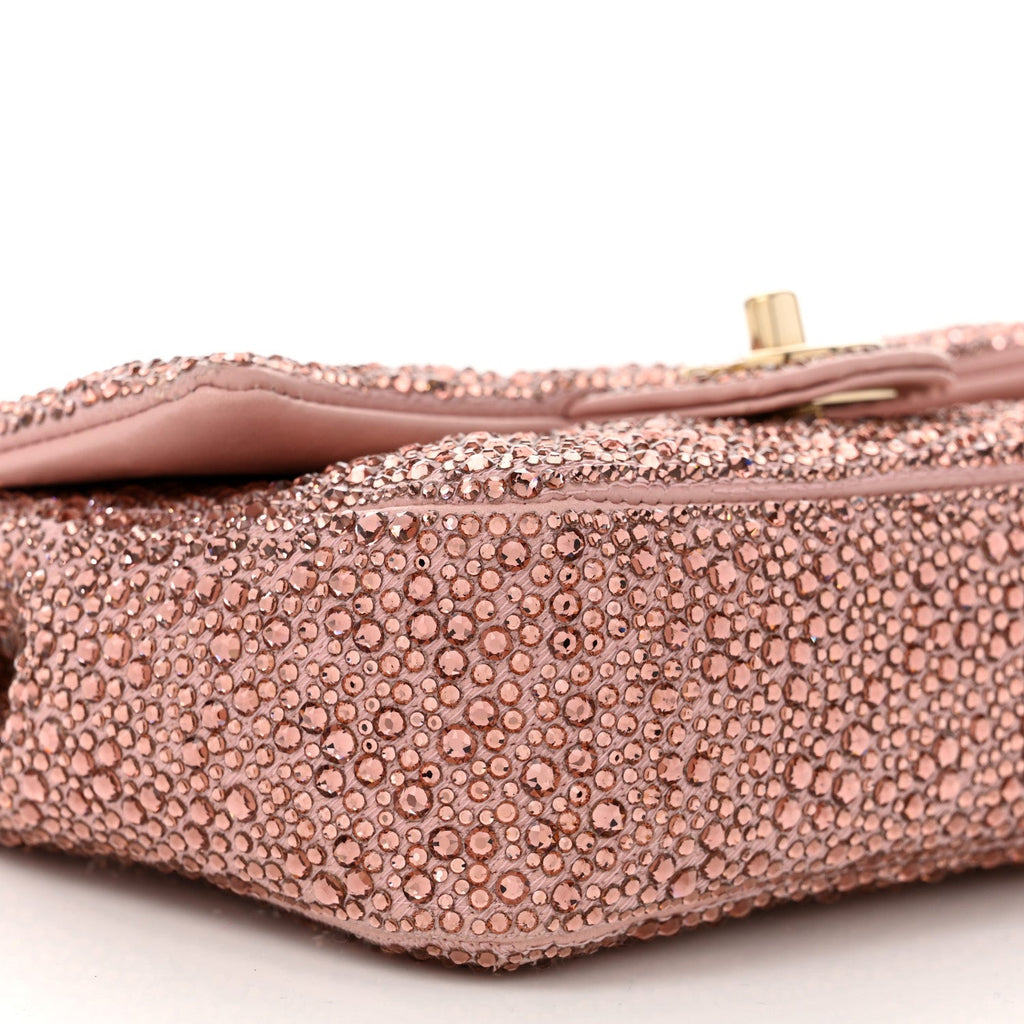 Lambskin Crystal Diamante Small Flap Light Pink