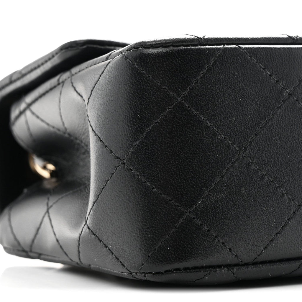 Lambskin Quilted Mini Rectangular Flap Black