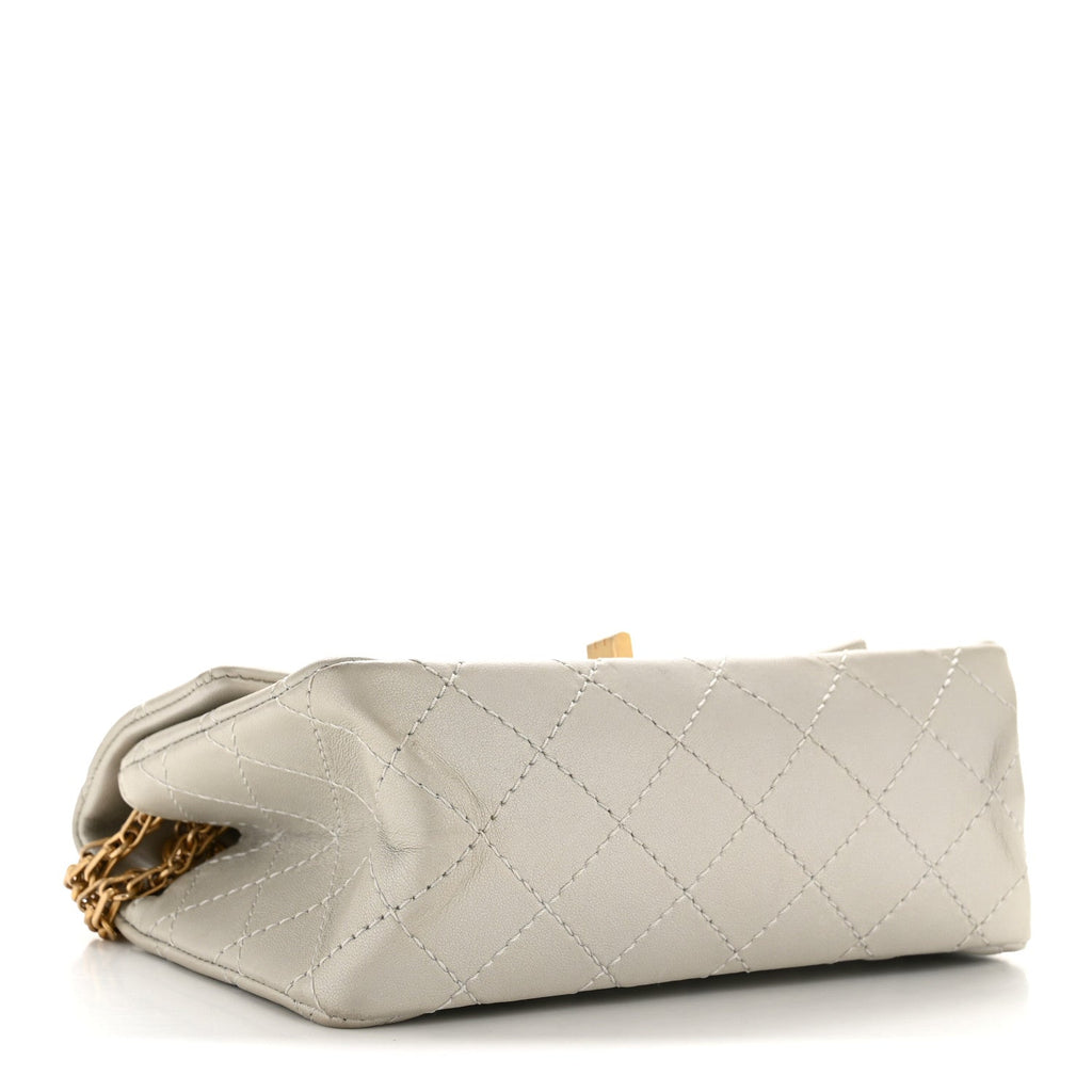 Metallic Goatskin Quilted 2.55 Reissue Mini Flap Silver