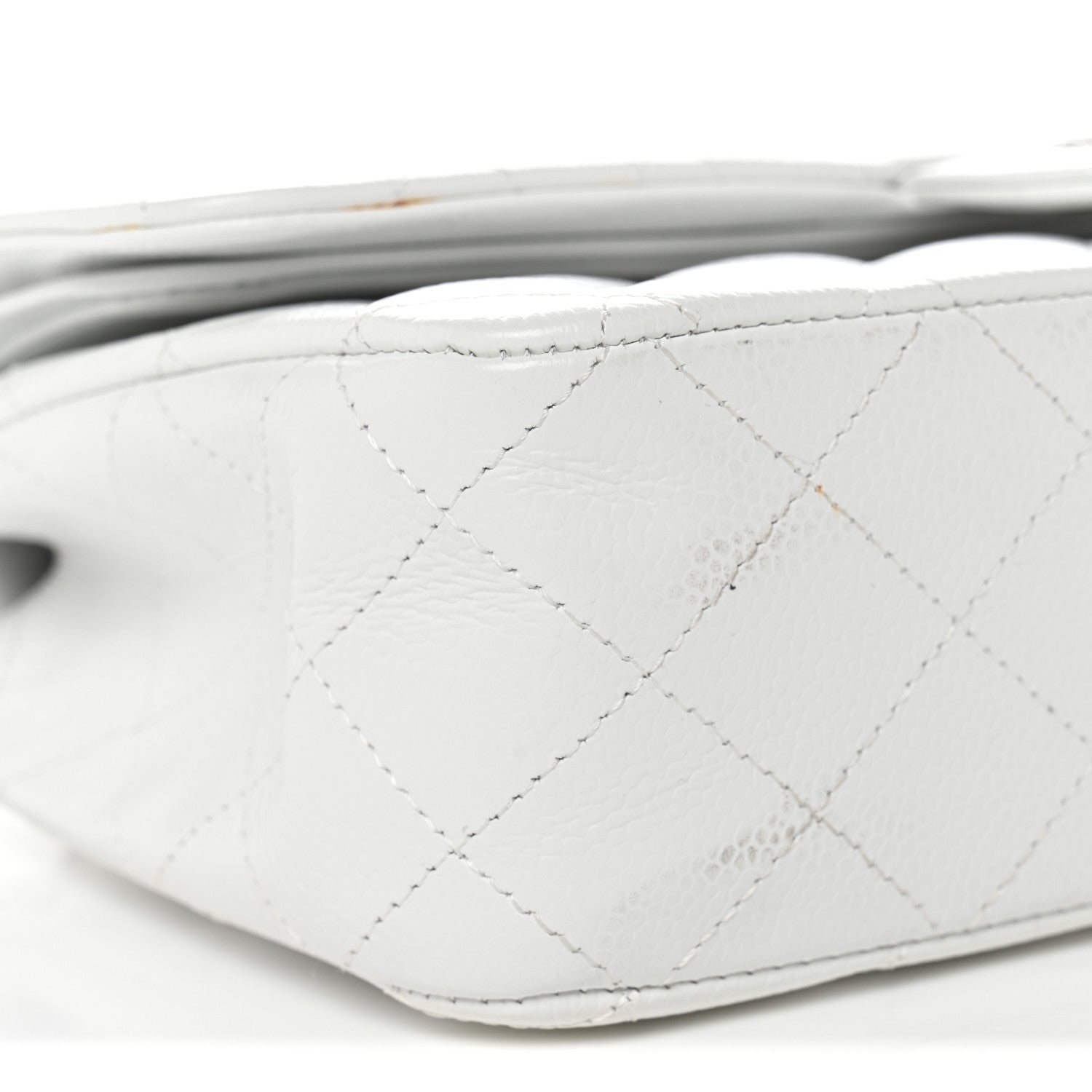 Caviar Quilted Medium Double Flap White