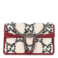 Tweed GG Monogram Super Mini Dionysus Shoulder Bag White Black Romantic Cherry