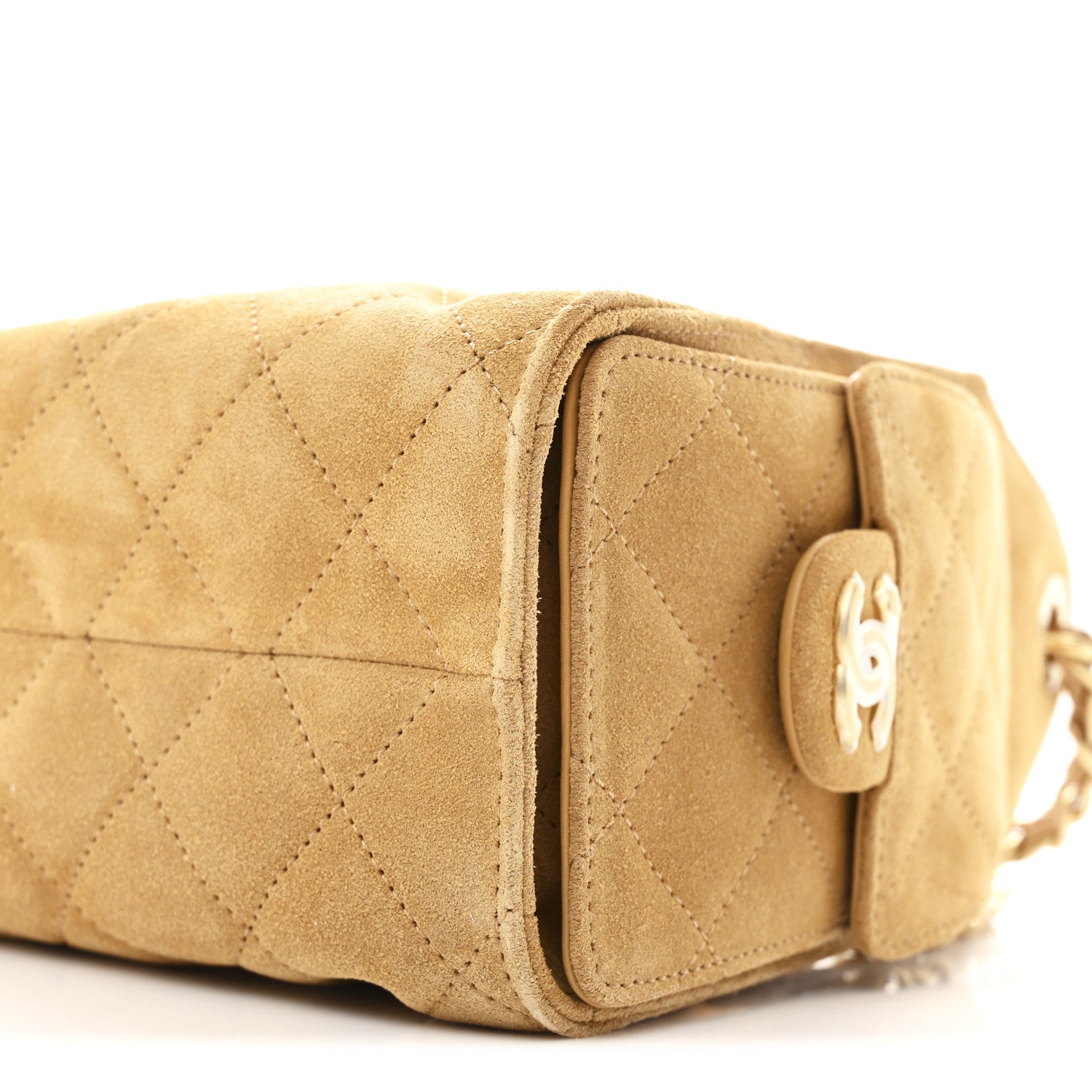Suede Quilted Mini Chanel 25 Handbag Beige