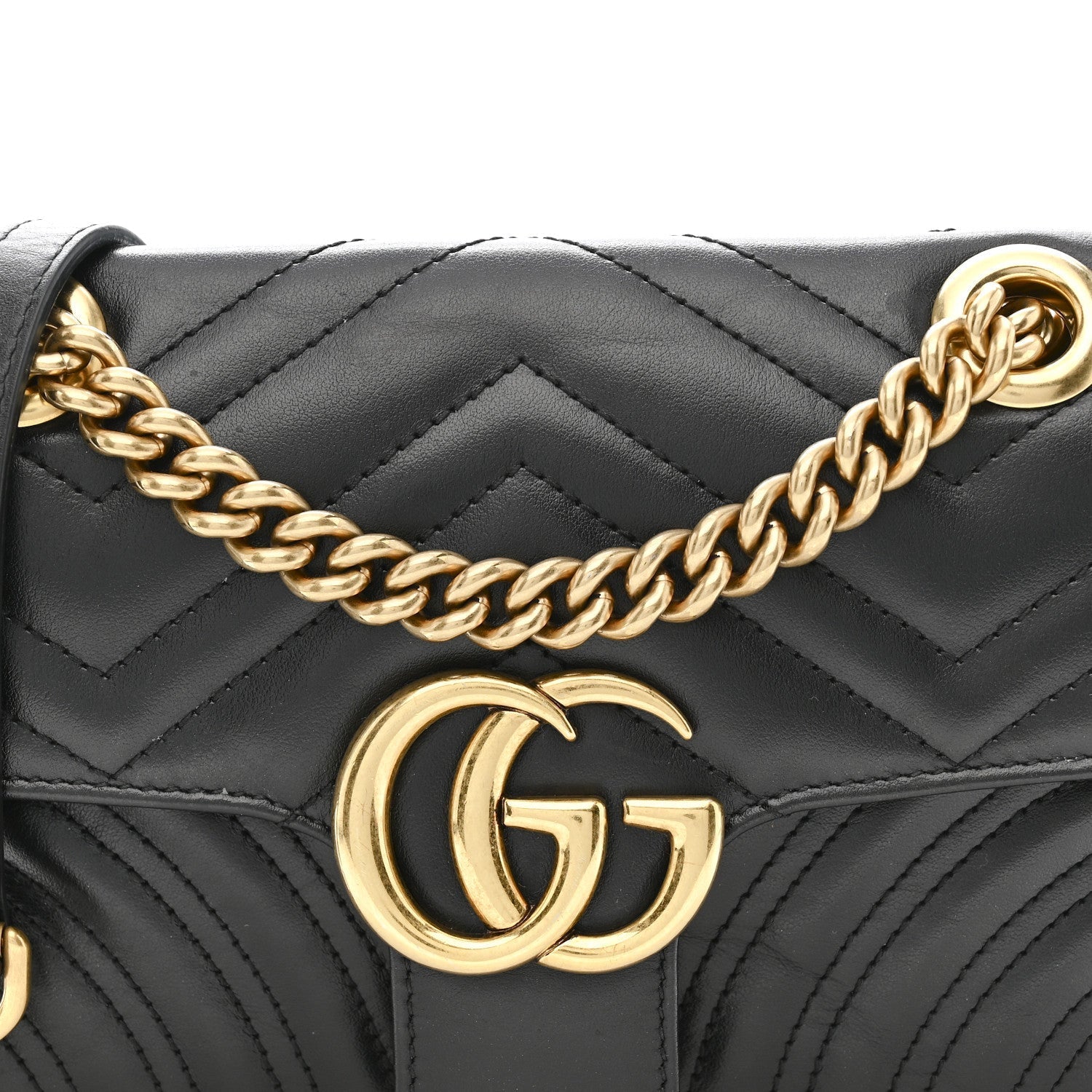 Calfskin Matelasse Mini GG Marmont Shoulder Bag Black