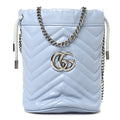 Calfskin Matelasse Mini GG Marmont 2.0 Bucket Bag Porcelain Light Blue