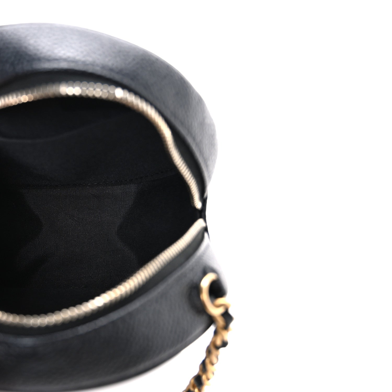 Caviar Quilted Round Filigree Crossbody Black