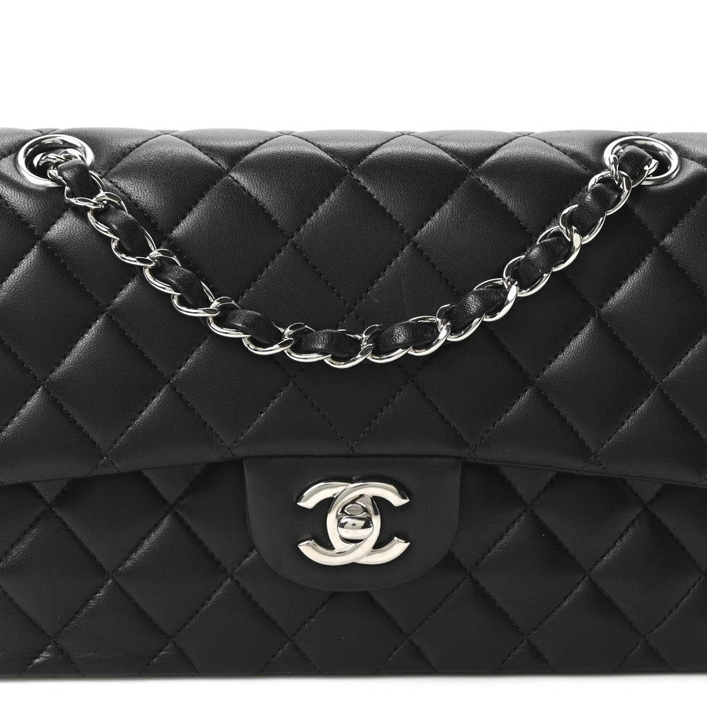 Lambskin Quilted Small Double Flap Black