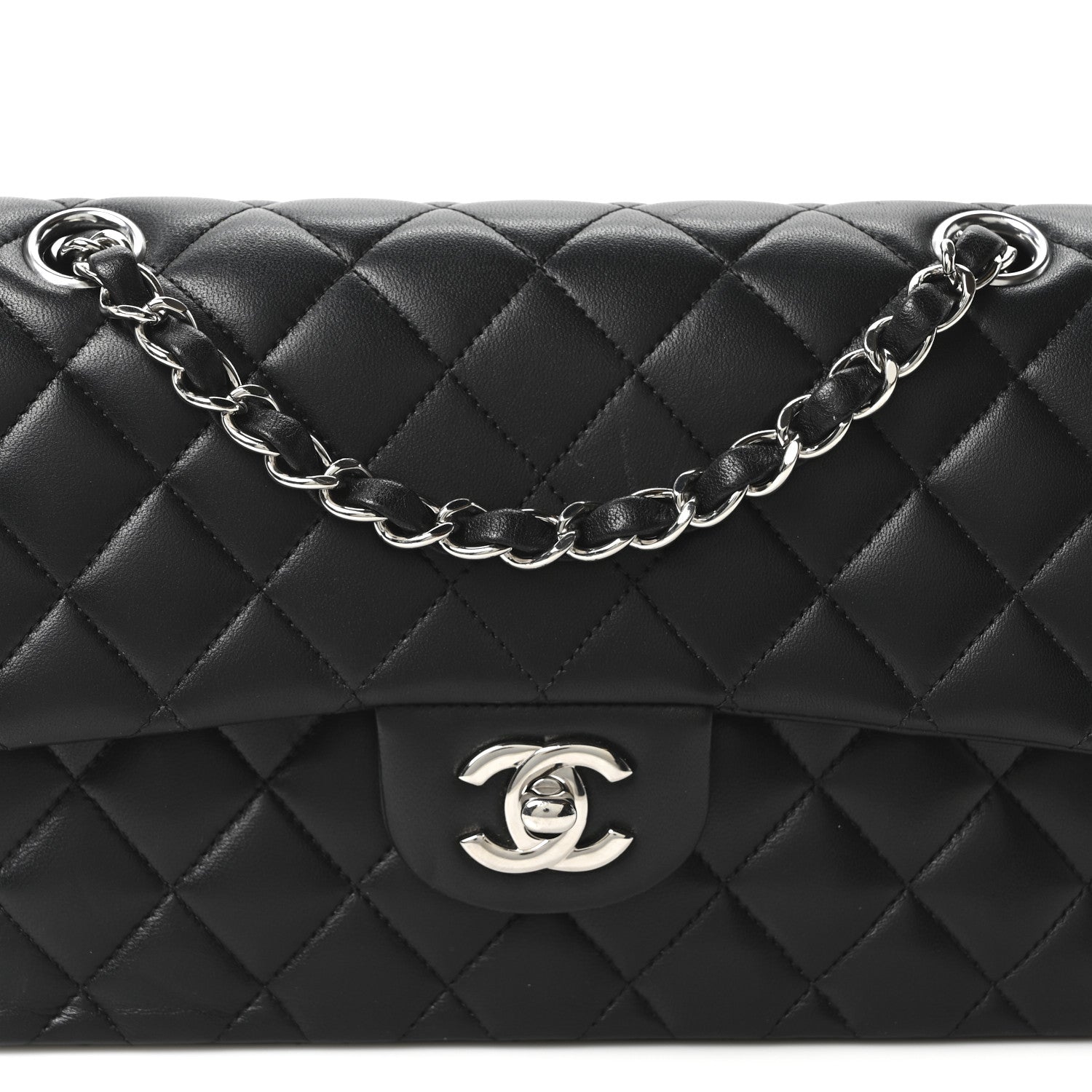 Lambskin Quilted Small Double Flap Black
