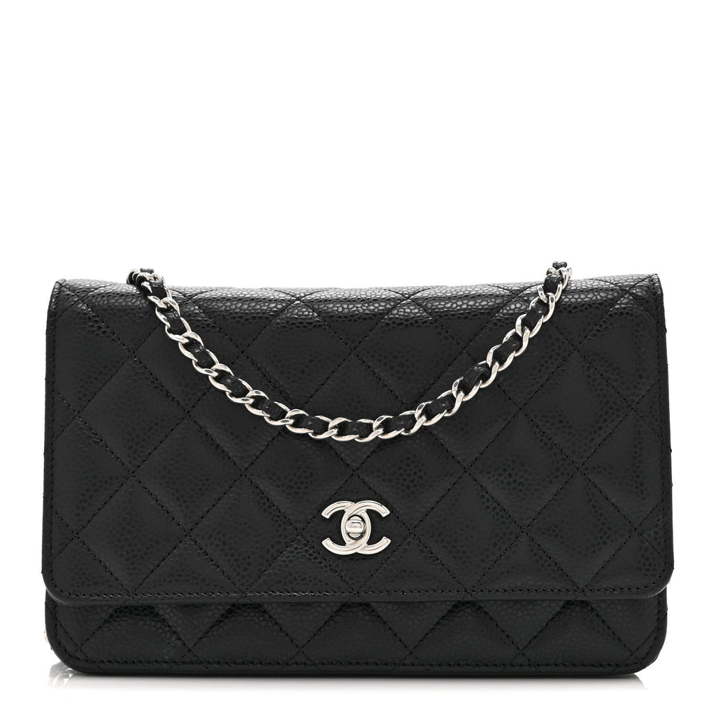 Caviar Quilted CC Turnlock Wallet On Chain WOC Black
