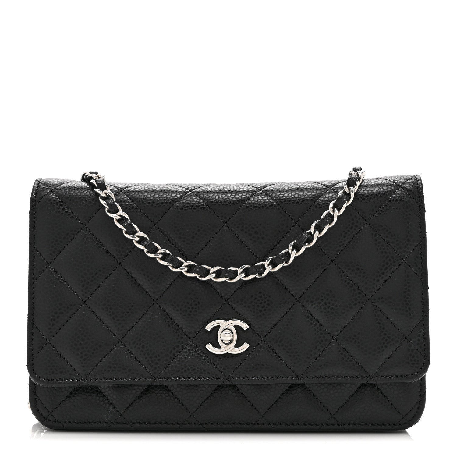 Caviar Quilted CC Turnlock Wallet On Chain WOC Black