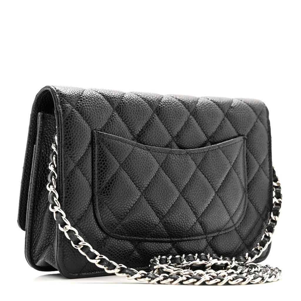 Caviar Quilted Wallet on Chain WOC Black