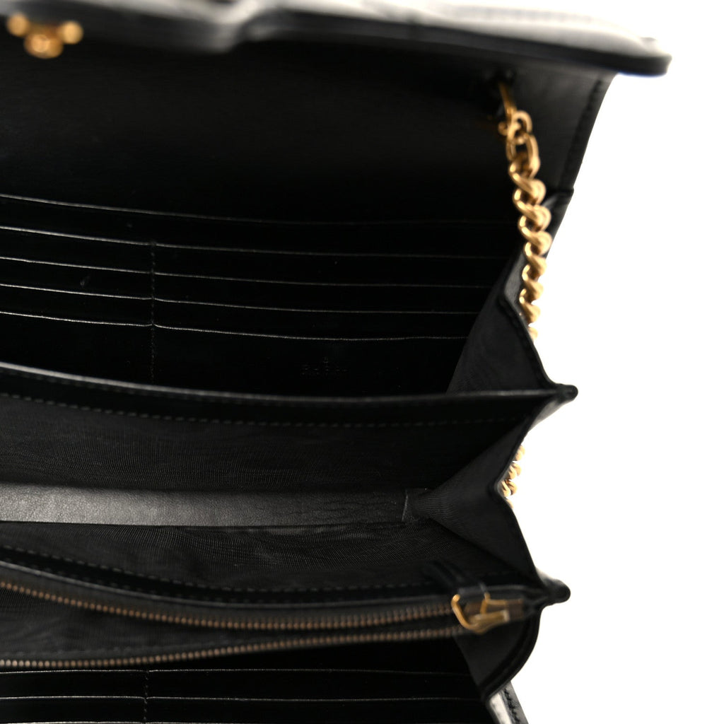 Calfskin Matelasse GG Marmont Chain Wallet Black