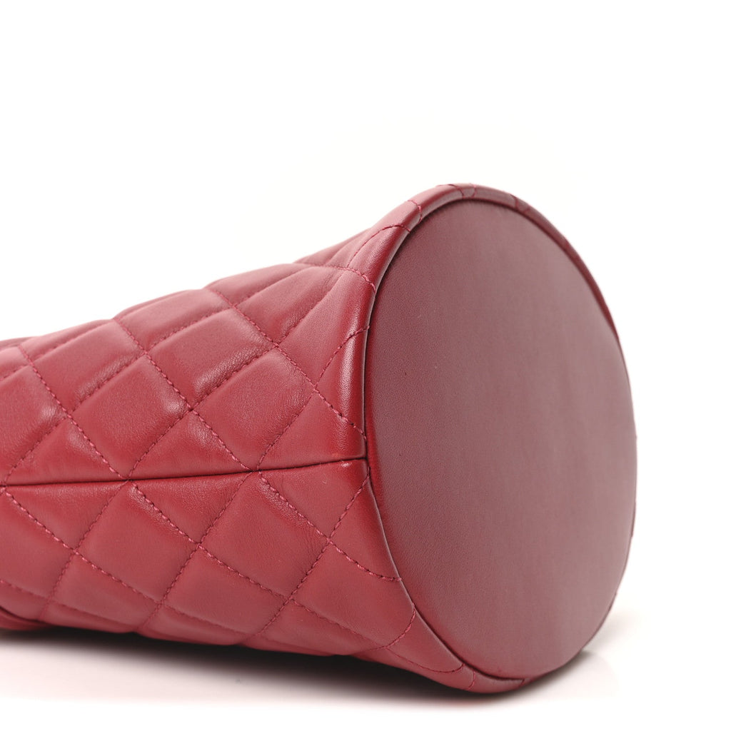 Calfskin Quilted Boy Bucket Bag Red